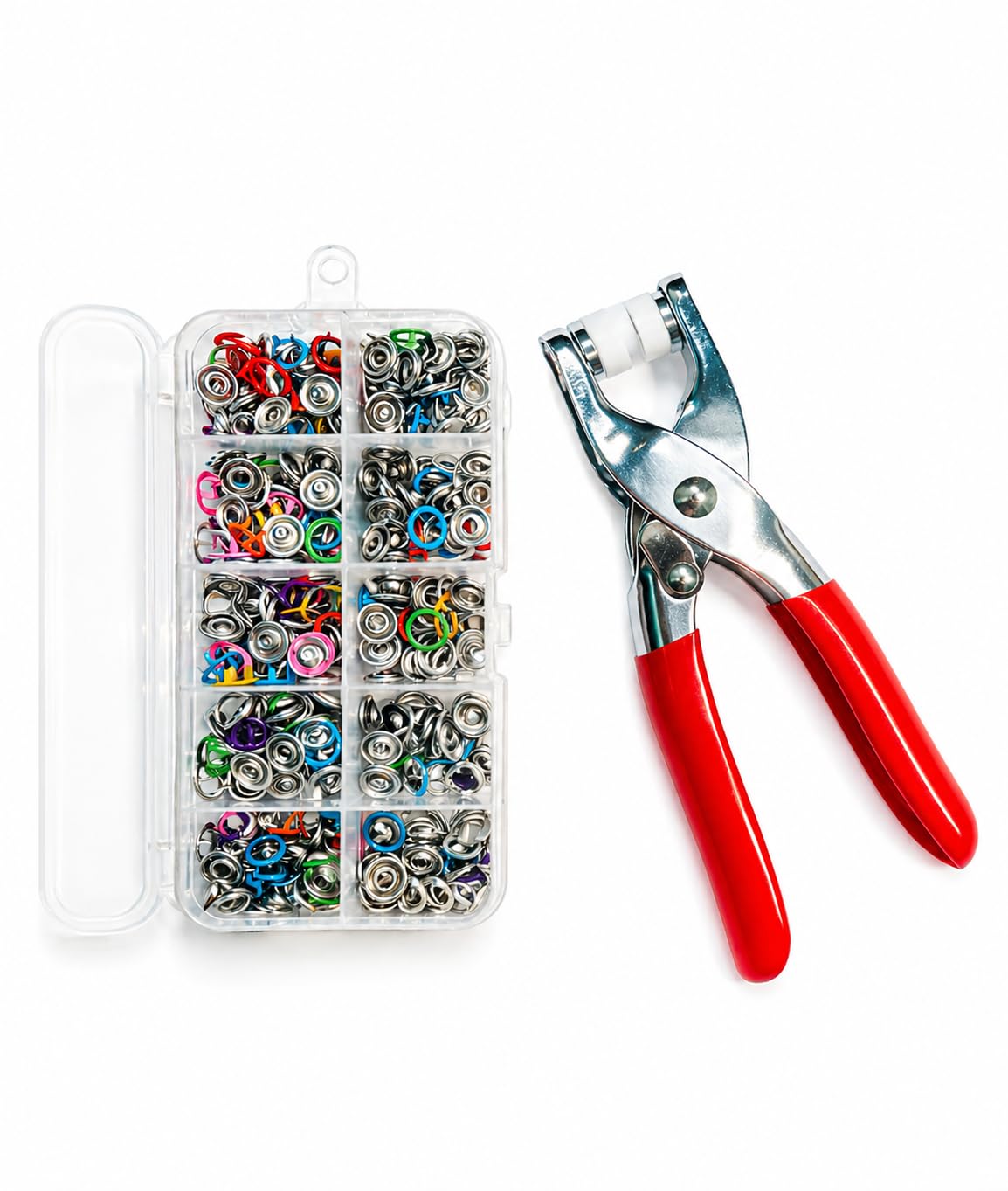 Velkiora Snap Button Kit – 150 Sets Metal Snap Fasteners with Heavy-Duty Pliers | DIY Press Stud Tool Set for Clothing, Baby Wear, Bags & Crafts | Durable, Easy Install, Organized Storage Box-image-47