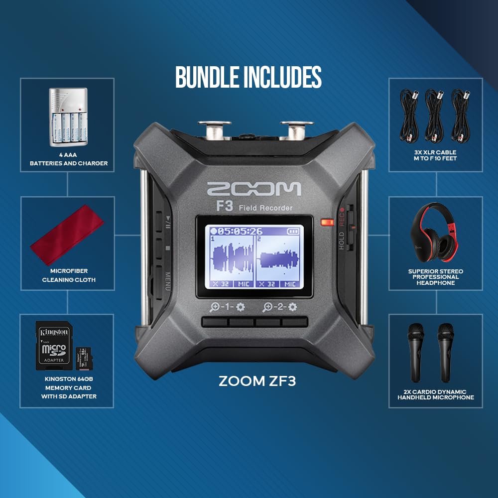 Amazon.com: Zoom F3 Professional Field Recorder, 32-bit Float