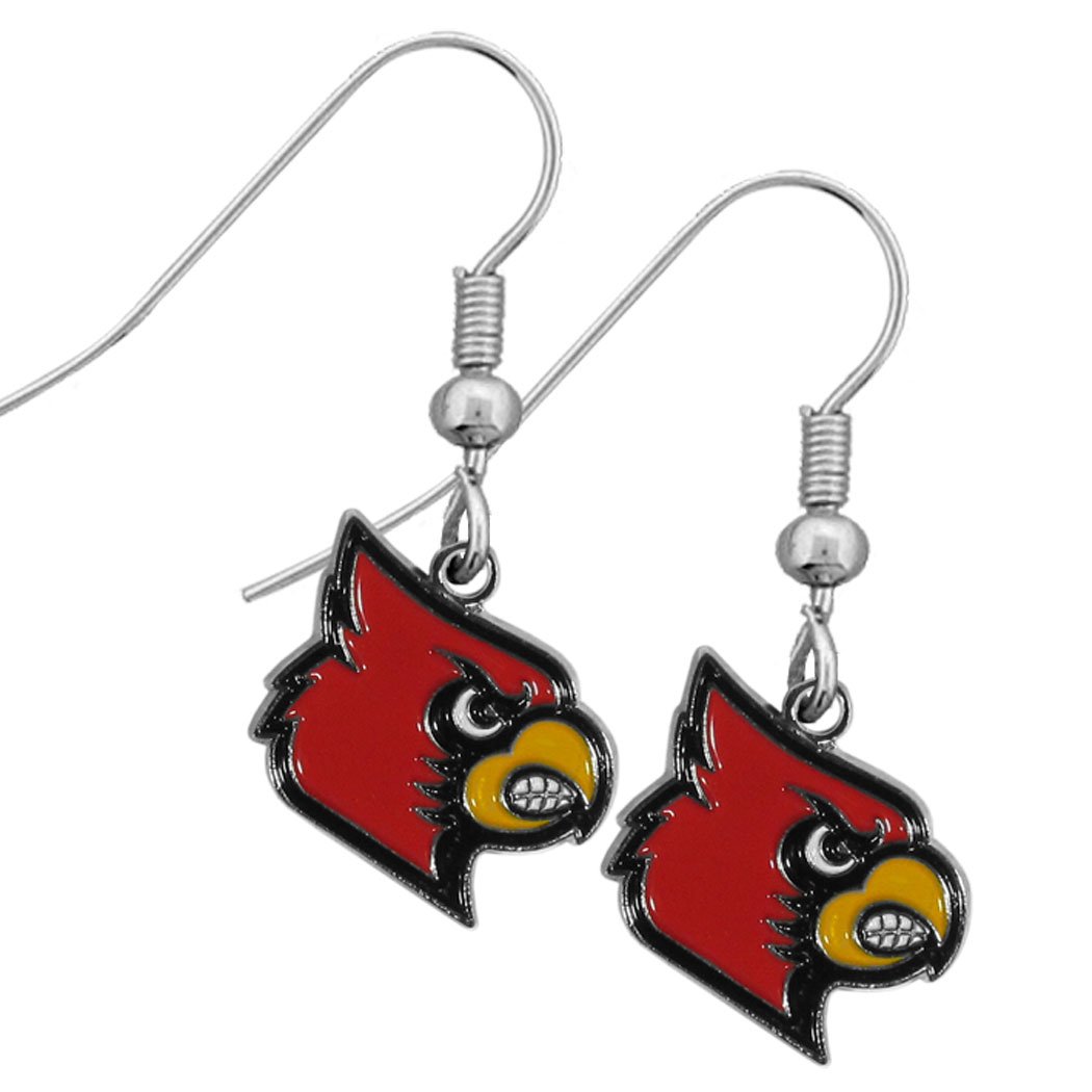NCAA Siskiyou Sports Womens Louisville Cardinals Chrome Dangle Earrings One Size Team Colors,white