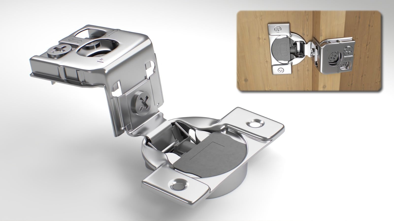 Berta 10-Pack, 1 inch Overlay Soft Closing Face Frame Cabinet Hinges, 105 Degree 6-Ways 3-Cam Adjustment Concealed Kitchen Cabinet Door Hinges with Screws (1 in. Overlay, 10 Pieces)