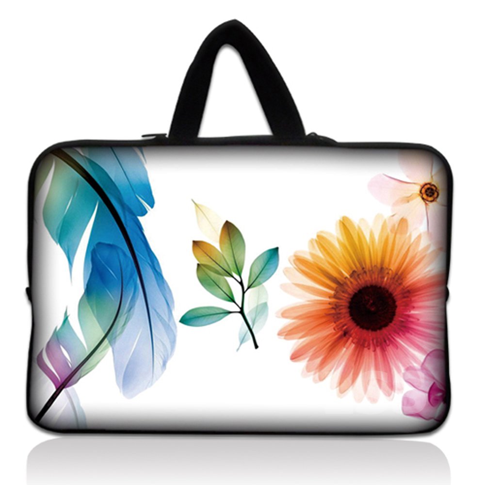 LSS 12.3 inch Laptop Sleeve Bag Carrying Case Pouch with Handle for 11" 11.6" 12" Acer, Asus, Dell, Hp, Sony, Toshiba, Pink Plumeria Flower — view 97