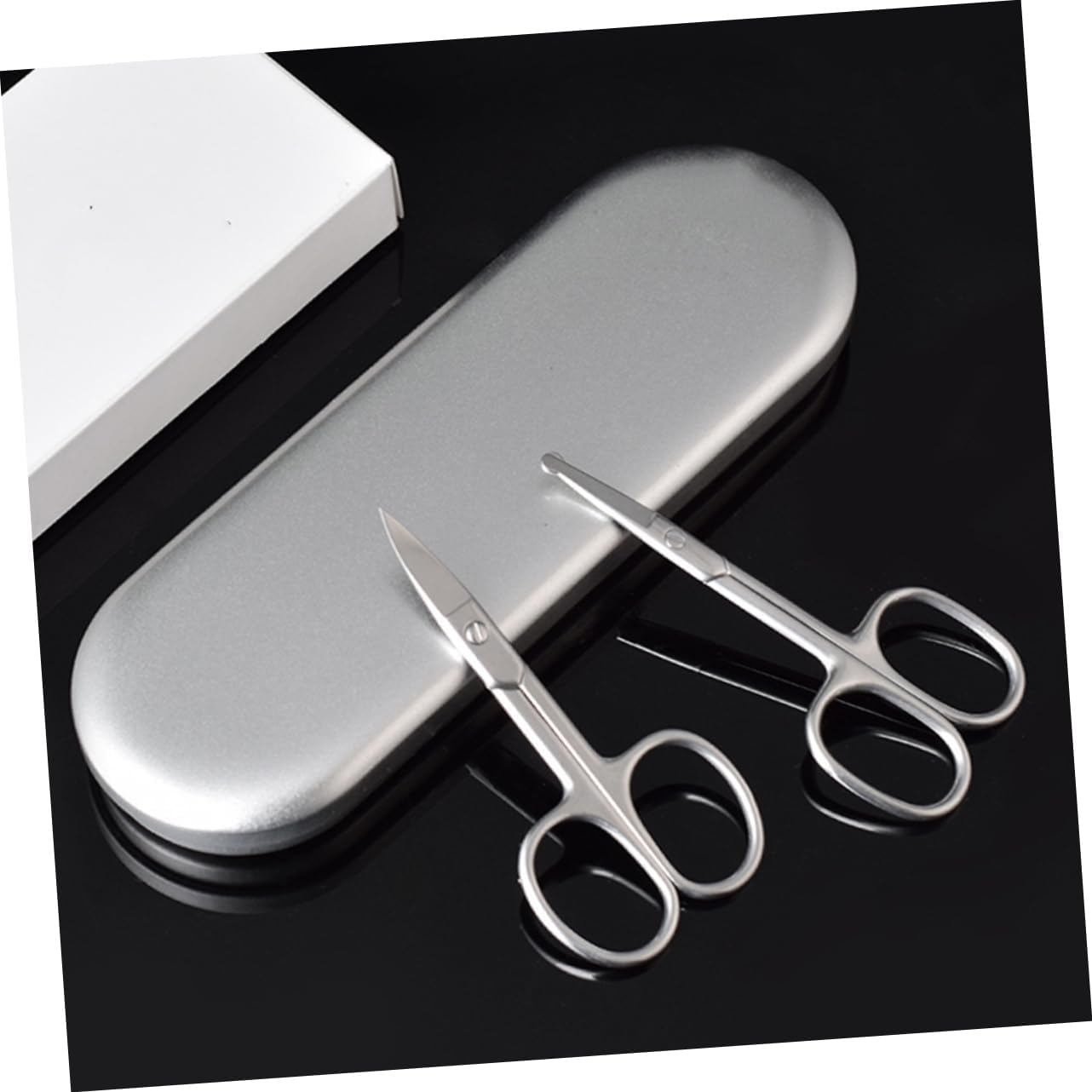 2Pcs Eyebrow Scissors Nose Hair Trimmer Stainless Steel Makeup Grooming Tools Safe Rounded Tips Design for Precise Eyebrow Shaping Nose Hair Removal
