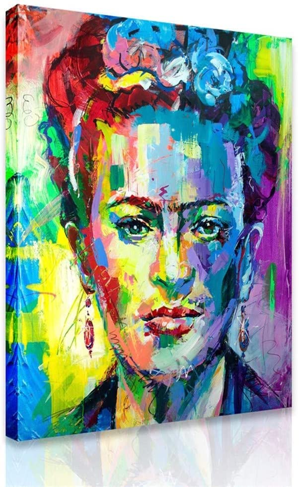 Tableaux de Frida Kahlo portrait femme texture huile : toile premium 40x50cm