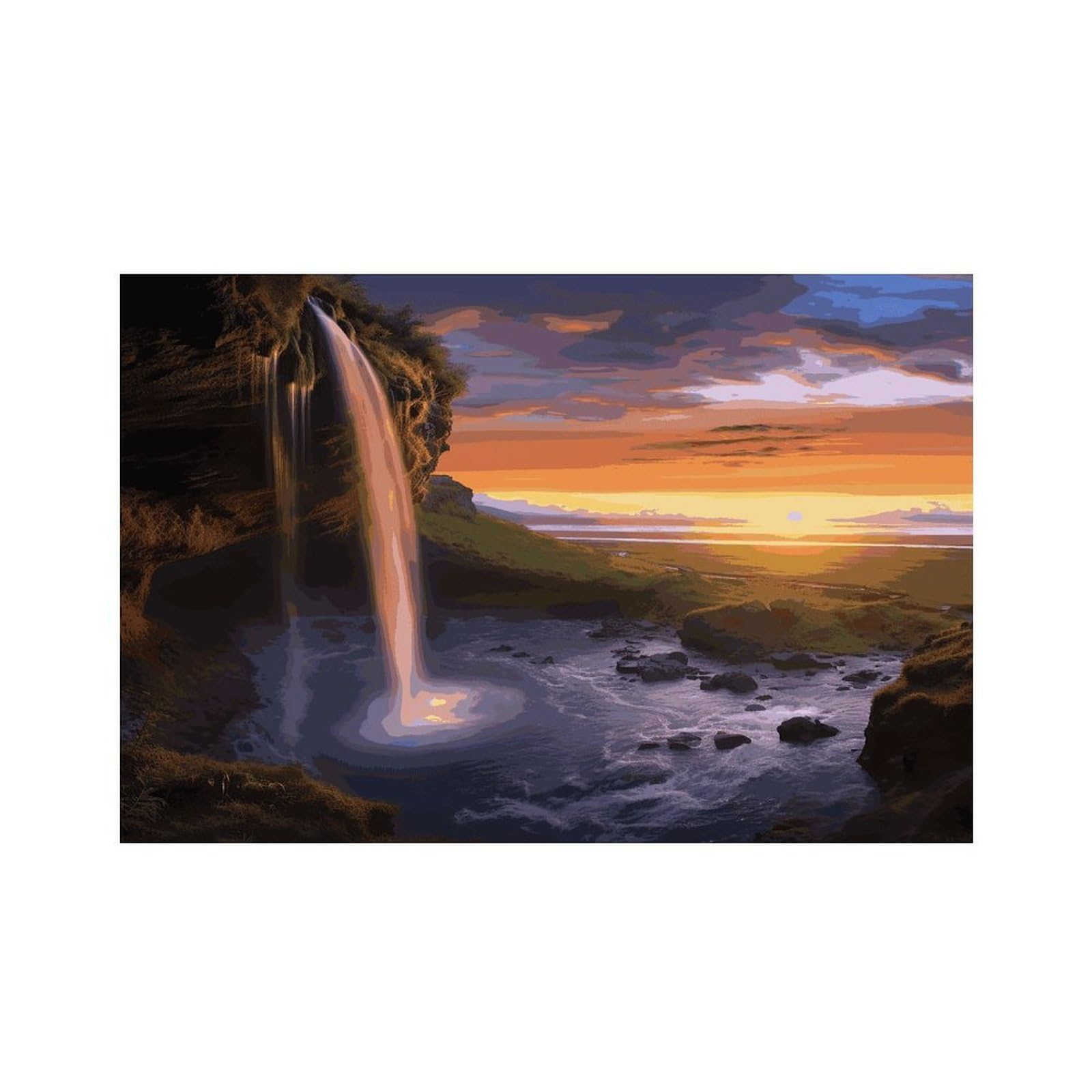 Waterfall at Sunset Placemats Non-Slip Heat Resistant Table Mats Flax Washable Cloth Place Mats Easy to Clean Premium Placemat for Kitchen Dining Table Decor Party Outdoor