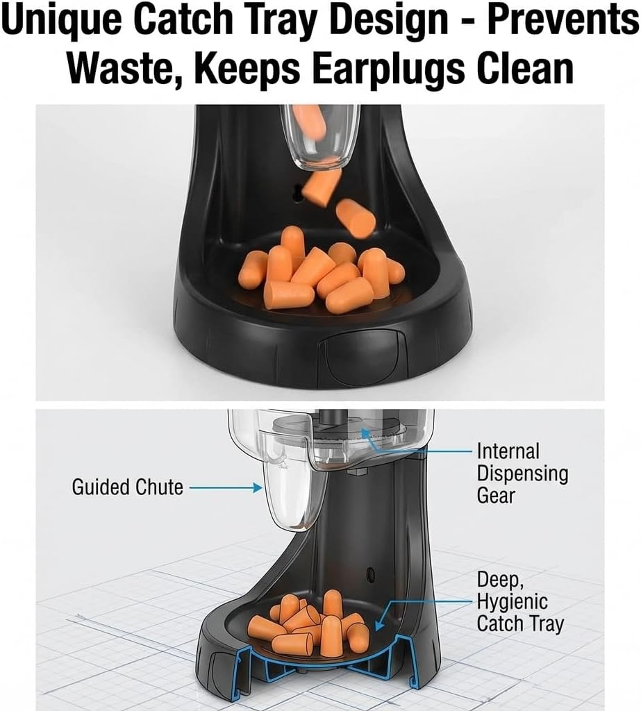 Ear Plugs Dispenser,with 500Pcs Refillable SNR 38dB(NRR 33dB) Noise Foam Earplugs,Wall-Mounted,Hearing Protection for Shooting,Construction Site,Work,Orange