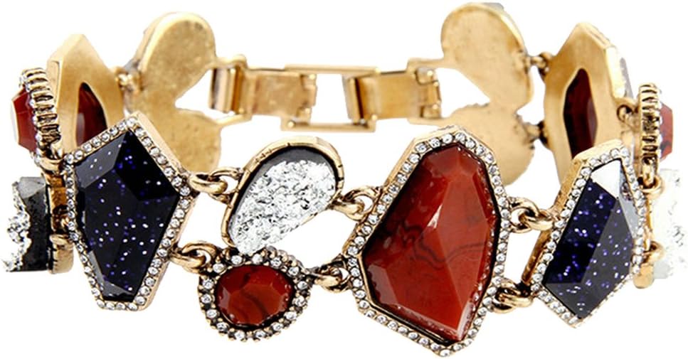 Romantic Time Set Irregular Stones Link Bangle Bracelet Set Multicolour Crystal Jewellery