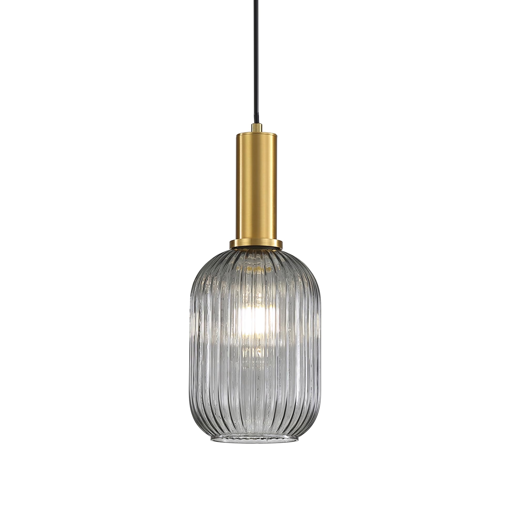 HJXDtech Grey Glass Pendant Light, Vintage Island Pendant Light Fixture in Gold Finish, Height Adjustable Ceiling Hanging Lamp for Kitchen Dining Room Bedroom, E27 Base (13cm) — image 1