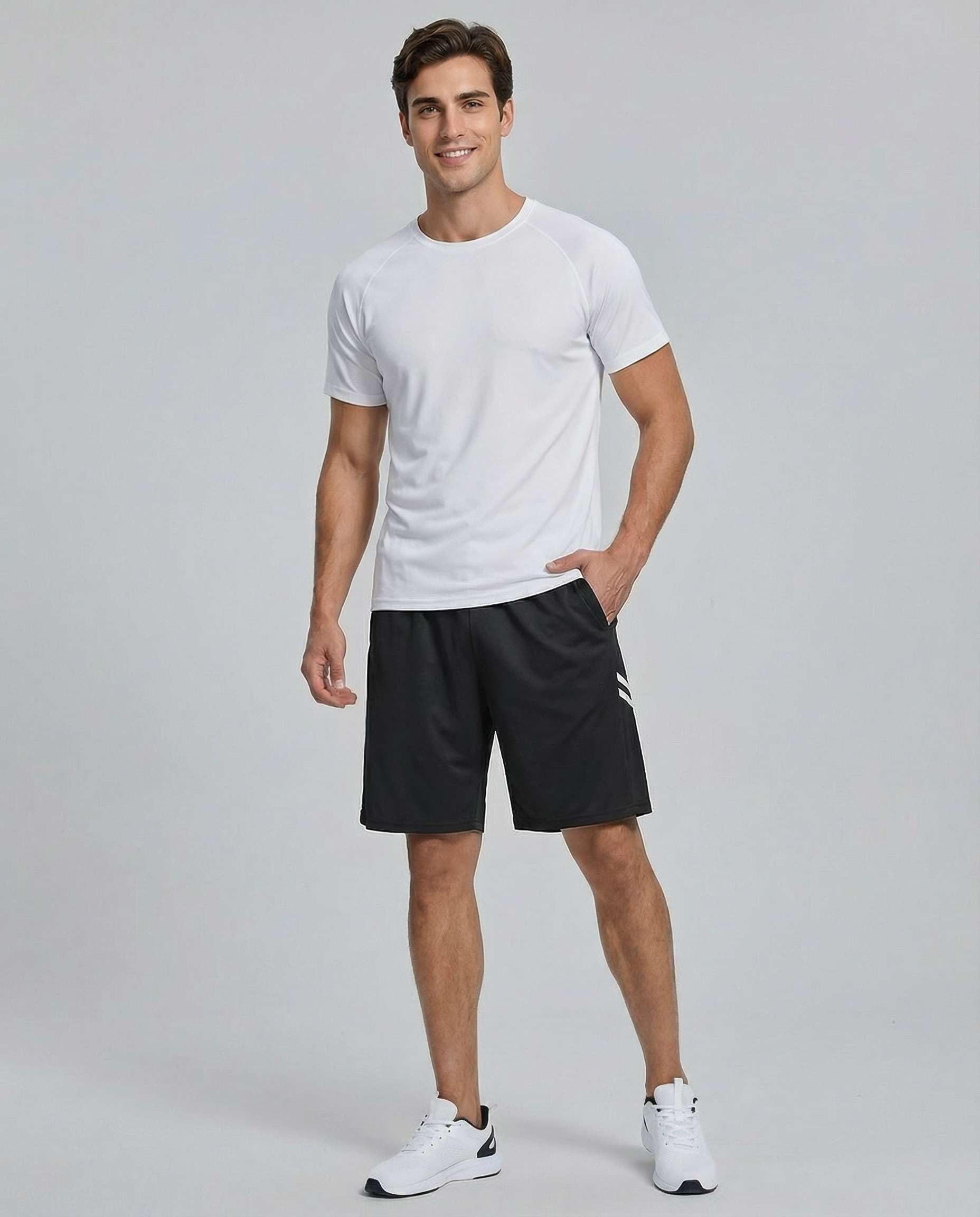 Real Essentials Short de Sport - Shorts de Tennis - Short athlétique - Homme