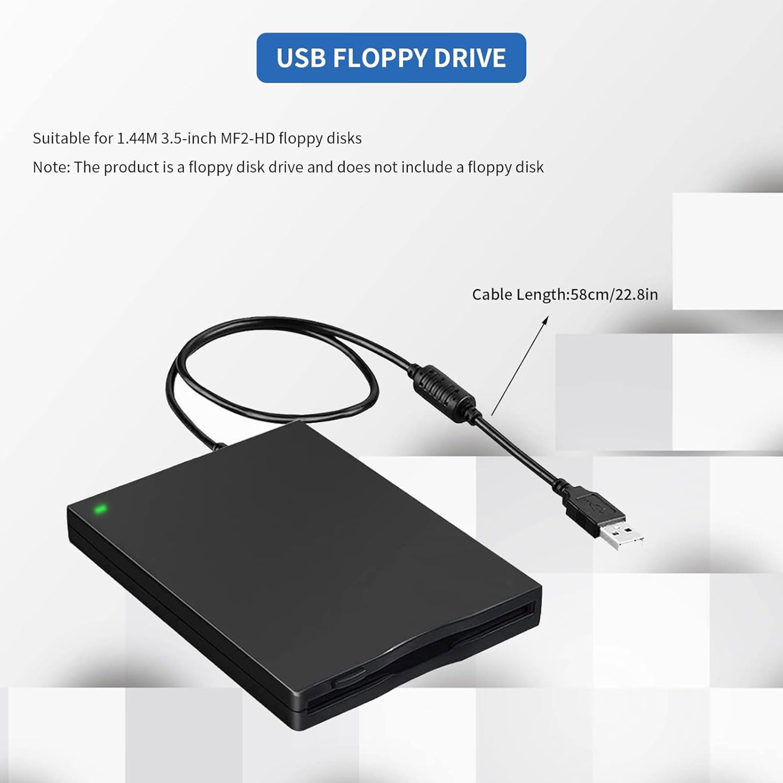 Lecteur de disquette externe USB 2.0 pour disques de 3,5" pour un transfert de fichiers facile et des sauvegardes