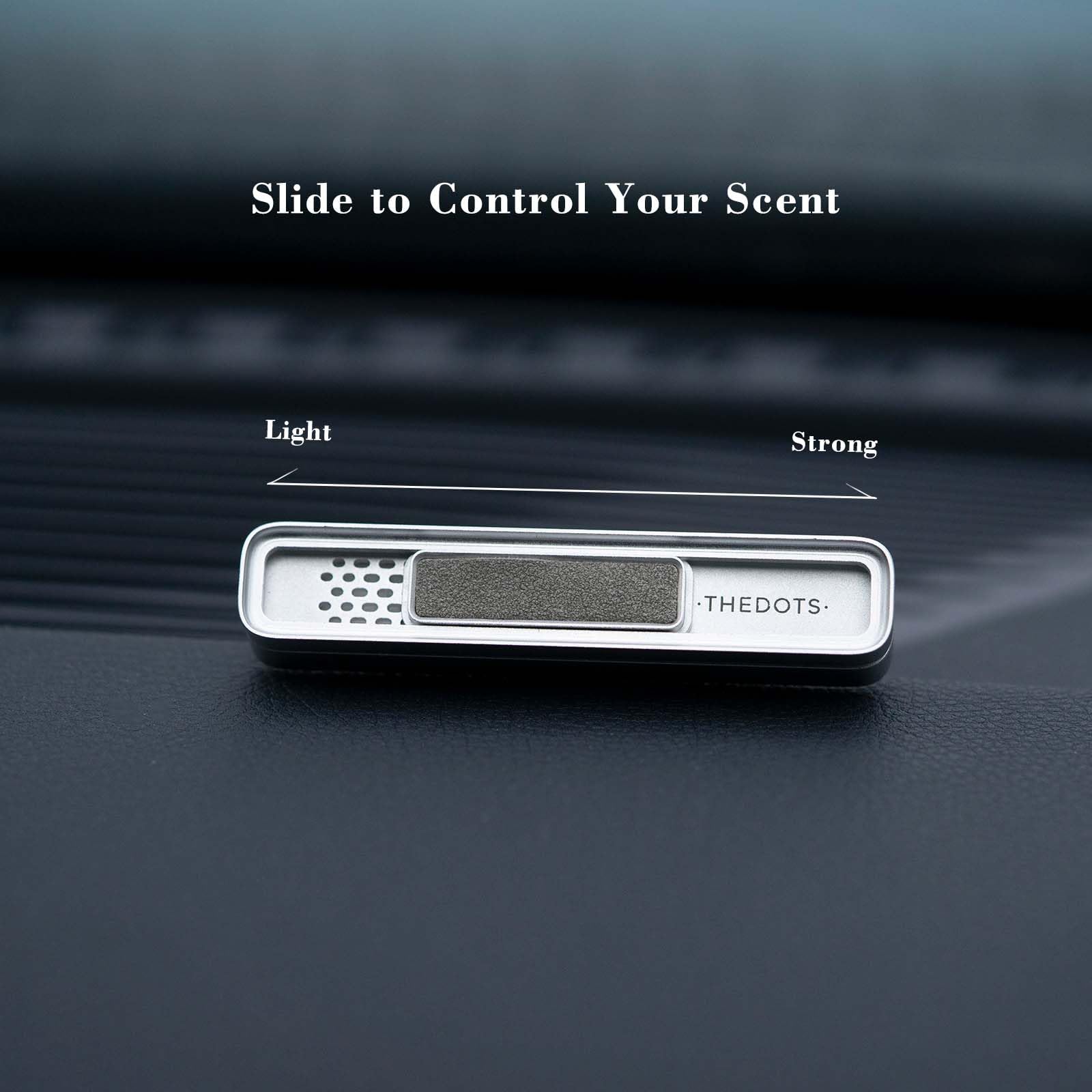 THEDOTS Tesla Diffusore Magnetico Slide-Control, Kit Completo Deodorante Auto con 2 Ricariche & Clip di Sfiato, Profumo Legno di Cashmere Castagno
