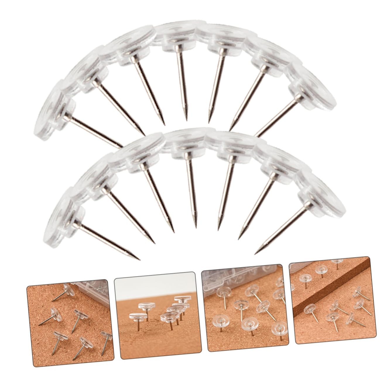 NUOBESTY 800stücke Transparente Pinnnadeln Runde Kork-pinnwand-reißnägel Klare Thumbtacks Für Memo-Boards Karten Und -projekte Für Zuhause Und Büro