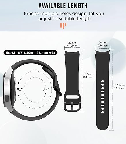 Miniatura 3 de MoKo Paquete de 10 correas sin huecos compatibles con Samsung Galaxy Watch 7 6 5 4 FE de 1.575 in 1.732 inWatch 5 Pro 1.772 in6 4 Classic 1.693 in