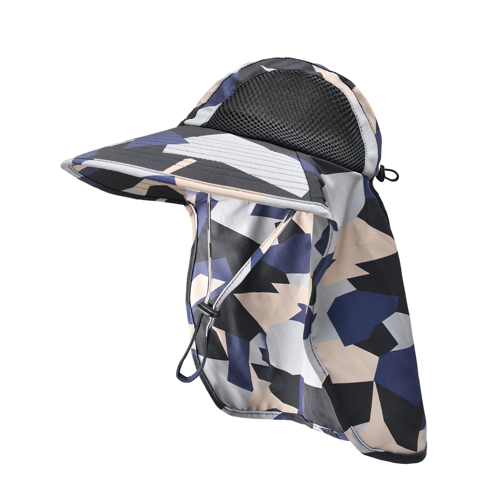 Women's Ponytail Safari Sun Hat, UPF 50+ Wide Brim Outdoor Bucket Hat with Chin Drawstring Strap,Fishing Hat