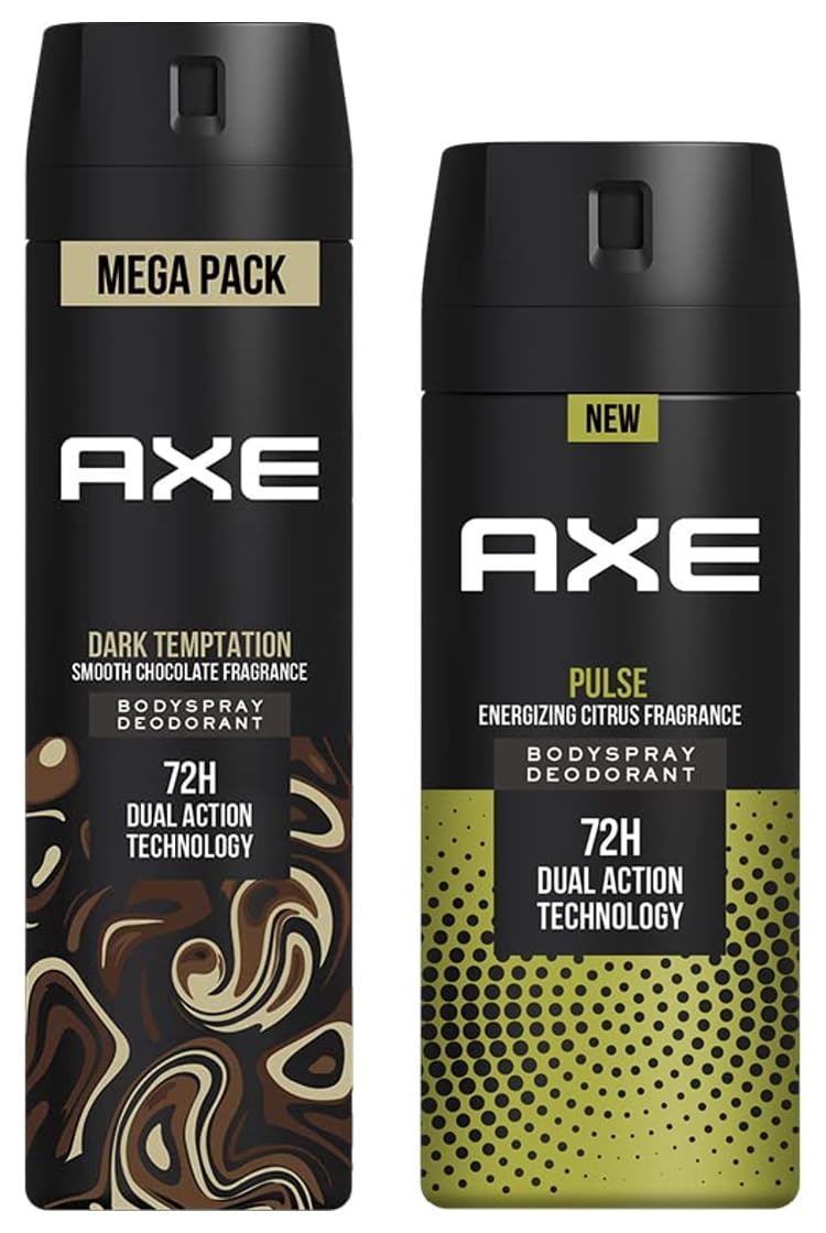 Dark Temptation Long Lasting Deodorant Bodyspray For Men 215 ml & Axe Pulse Long Lasting Deodorant Bodyspray for Men 150 ml
