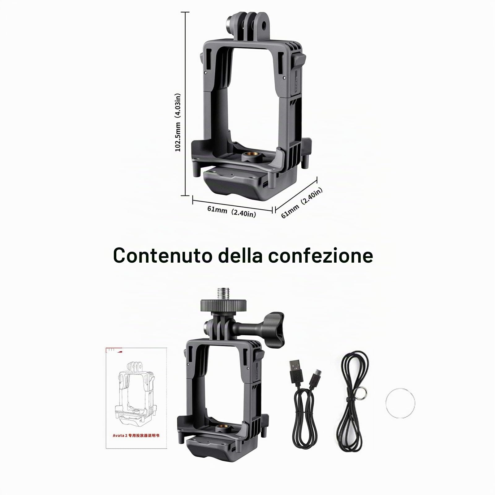 Drone Airdrop System con adattatore di espansione Action Camera per DJI Avata 2 Lanciatore geomagnetico Trasporto Consegna Payload Rilascio Dropping Dispositivo Supporto per fotocamera