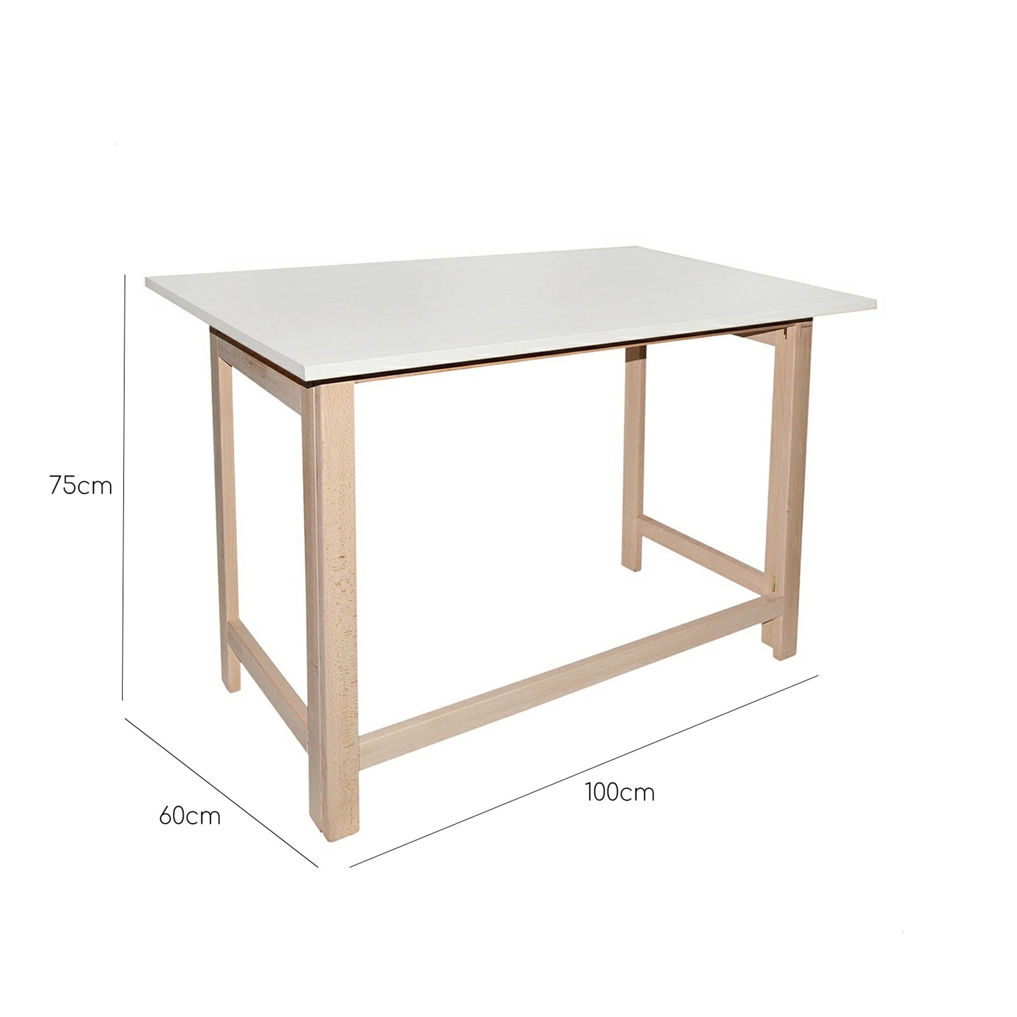 WELL HOME MOBILIARIO & DECORACIÓN Tapa Mesa Plegable Blanca, Acabado SIN Barniz, L.100 x F.60 x H.75