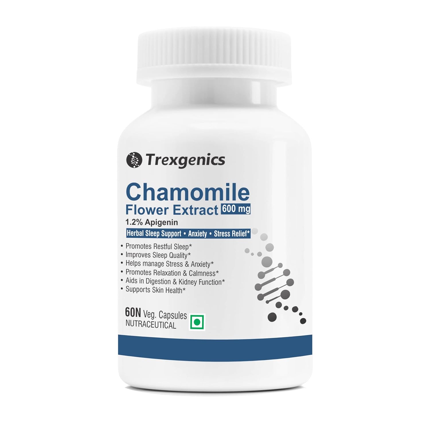 Buy Trexgenics CHAMOMILE 1.2 Apigenin 600 mg Sleep, Relexation, Kidney