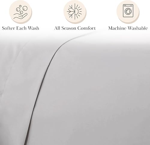 Miniatura 3 de Southshore Fine Living, Inc. Juego de sábanas clásico suave y cómodo de 4 piezas, tamaño Queen, gris acero