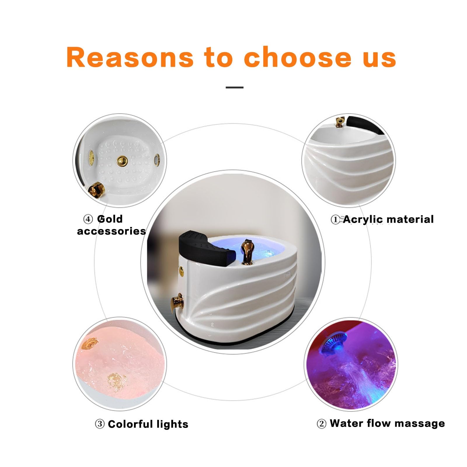 Acrylic Footbath Foot Soak Tub Acrylic Pedicure Sink With Heat And Massage Pedicure Bowl Salon Massage Equipment Home Foot Bath Special For Hotel Foot Bath Club For Foot Soaking.(With water p