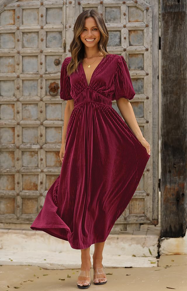 Image of Maxigerui Women's Velvet Maxi Dress Formal Dresses for Wedding Guest Dress