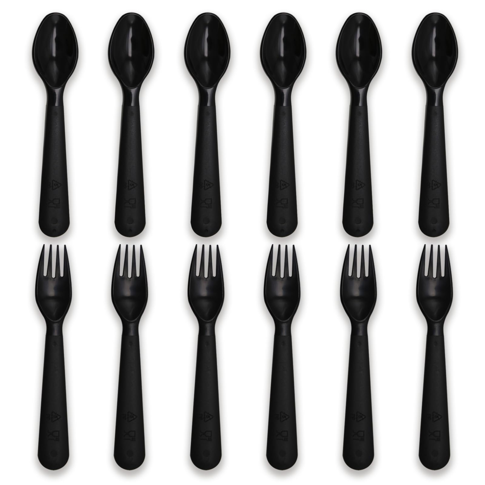 Muulaii 12 Pcs Kids Spoons and Forks Toddler Utensils Plastics Reusable Silverware Baby Cutlery Set Feeding Dinnerware Utensils BPA Free Microwave