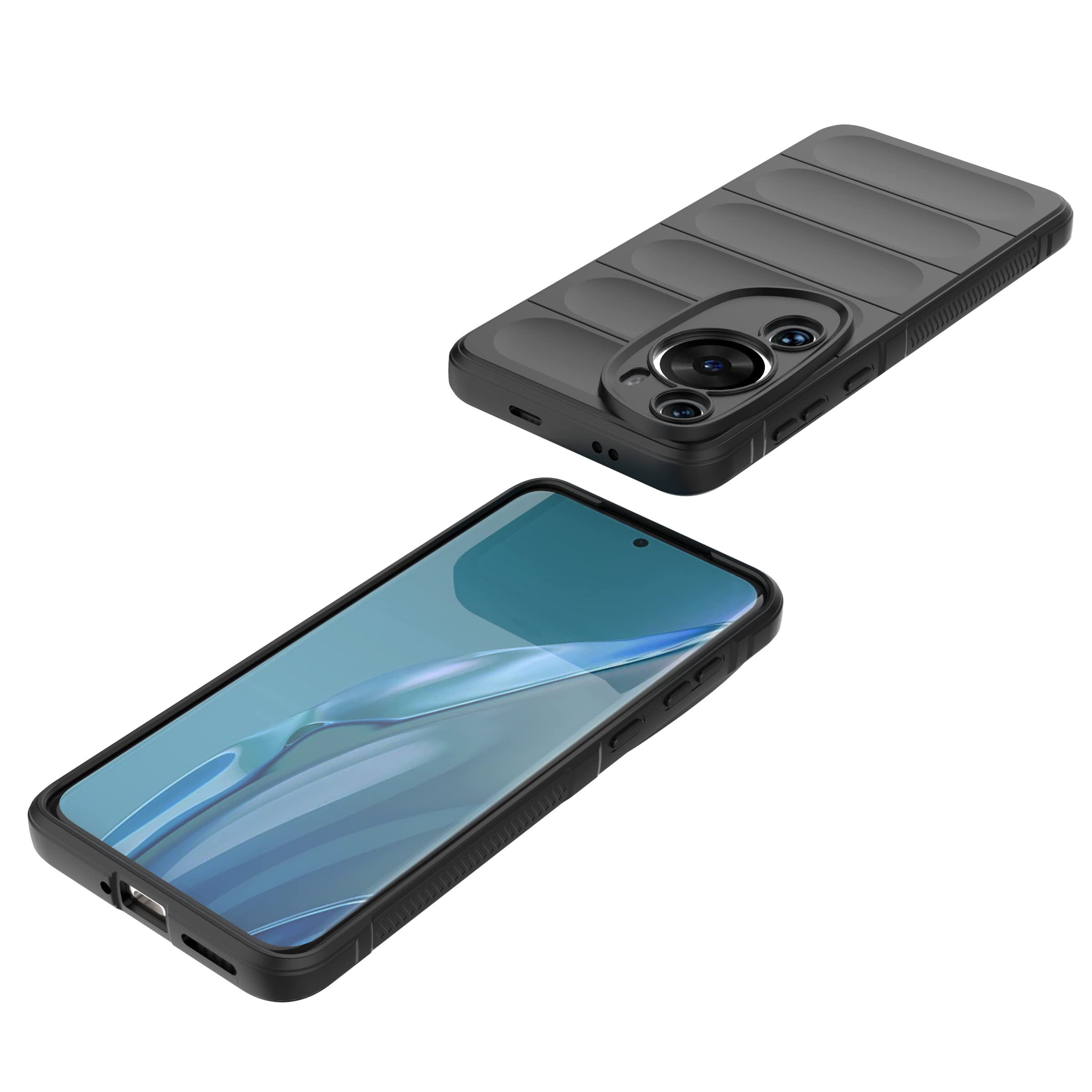 Cover Per Huawei P60 Art In Silicone Con Fiore Dorato + Cordino Da Collo Incluso | Custodia Antiurto Sottile