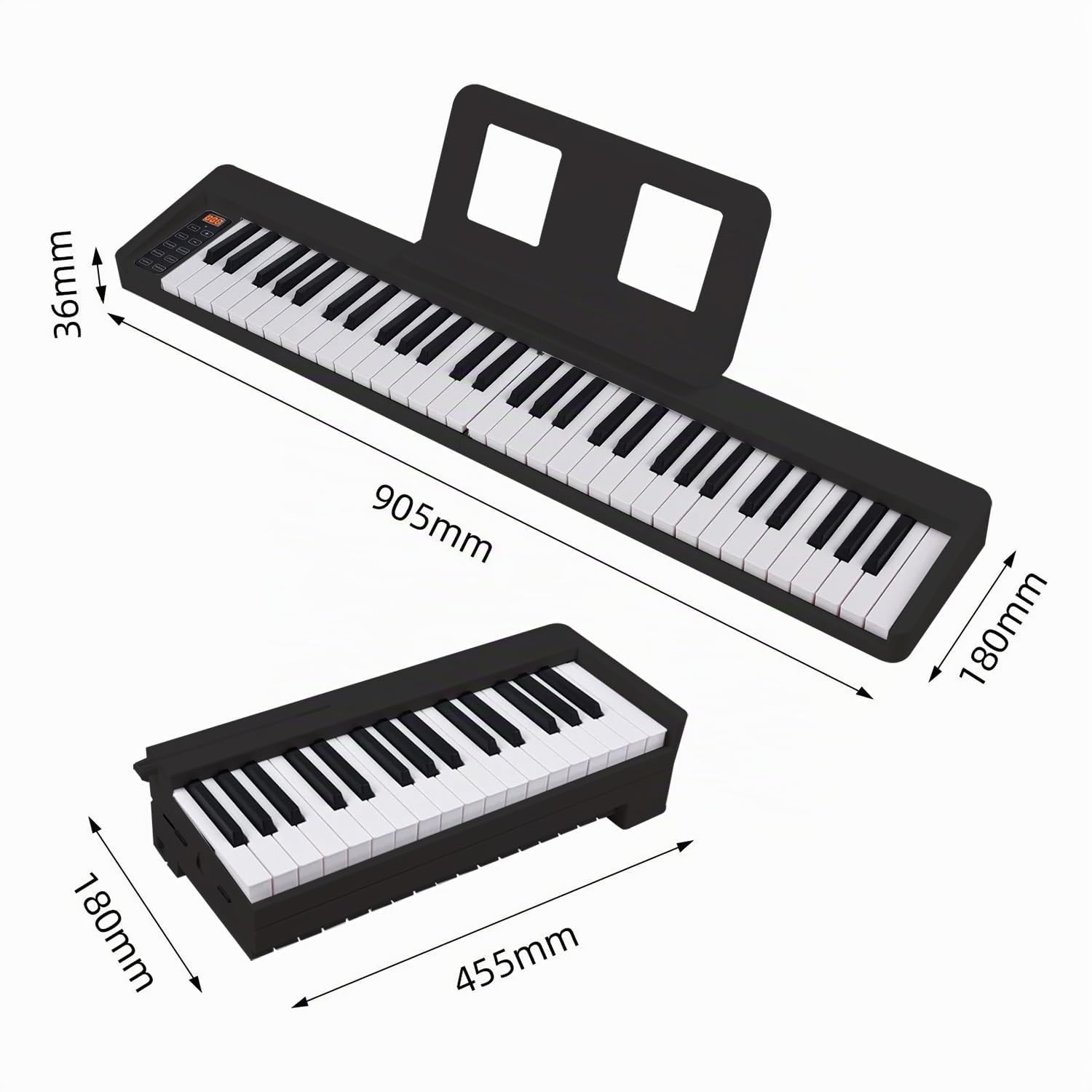 Piano Plegable，Teclado Piano Principiantes，Electrónico Digital Portátil con Pedal de Sostenido Teclas Iluminadas Recargable para Principiantes，Adolescentes，Paquete de Piano Digital Plegable