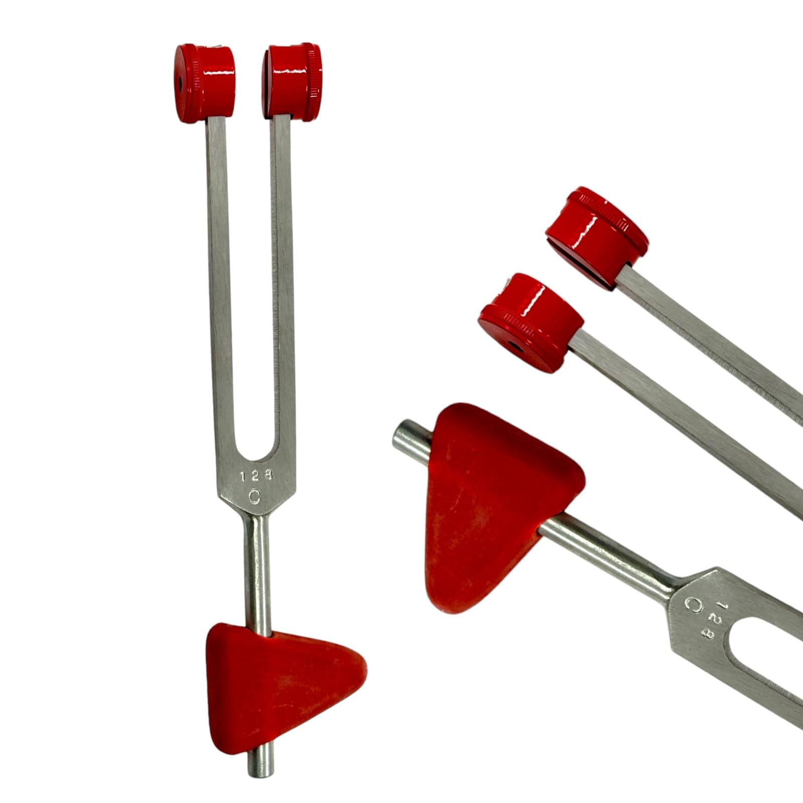 Examination Percussion Reflex Taylor Hammer Tuning Fork, 2-in-1, C-128 Tuning Fork + Taylor Reflex Hammer Head (Red) - Reflex Testing Neuro Tools