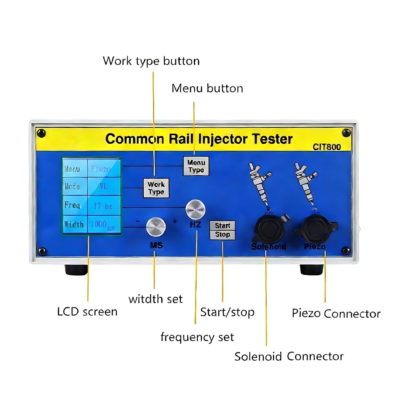Testatore di iniettori Diesel Professionale,Tester Common Rail per diagnosi precisa/Strumento di calibrazione iniettori per Motori Pesanti,Ricerca guasti,7kg(CIT800)