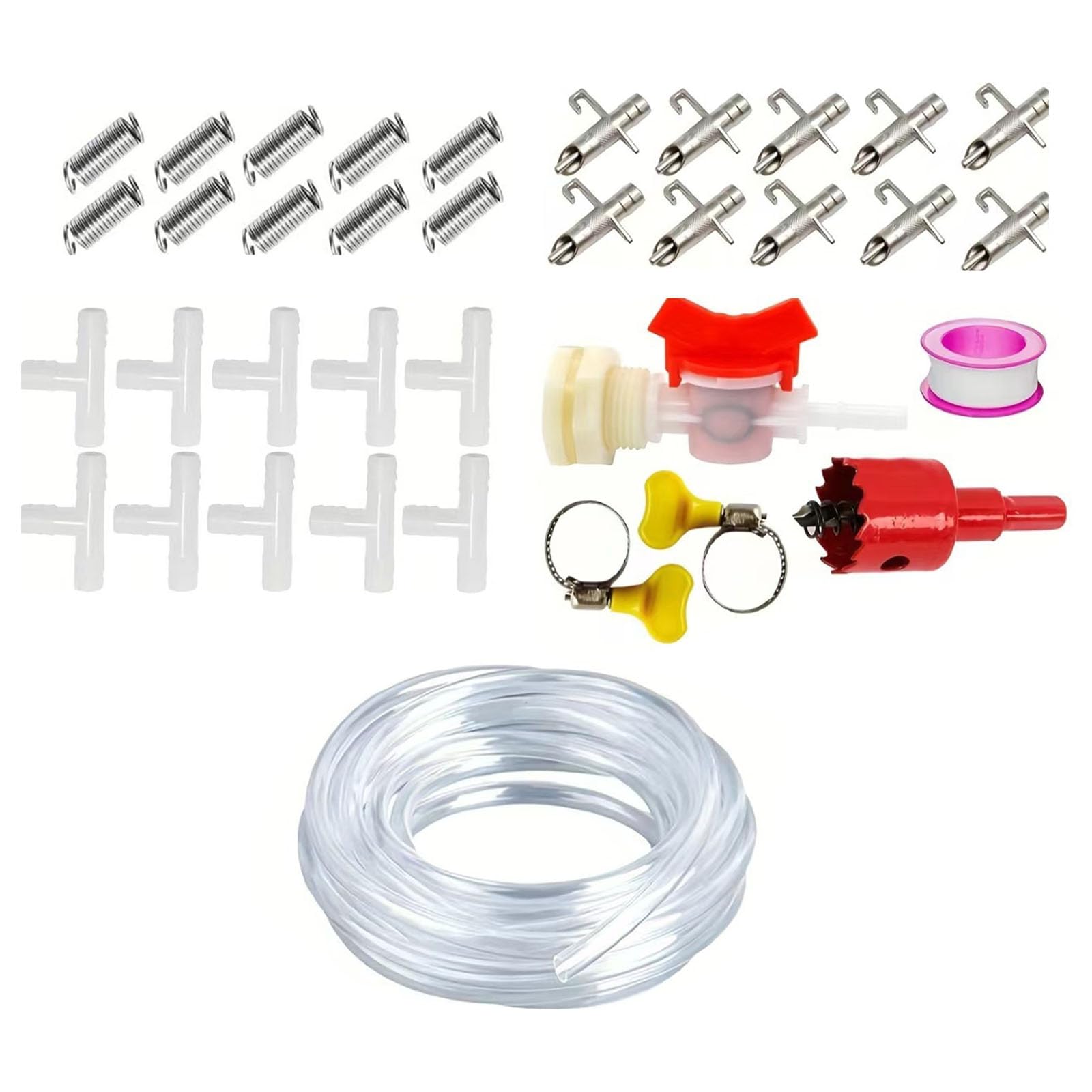 Tsophreniq 10 / 20Pieces Rabbits Drinking Systems Kits with AntiCorrosion Nipples Drinker and Flexible Hose for Small Animal Cage Use Rabbits Drinking Water Systems