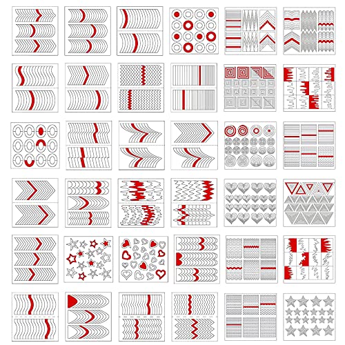 3536 Pieces 72 Sheets 60 Designs French Manicure Nail Stickers Nail Decals French Tip Nail Guides Nail Stencils French Manicure Decals DIY Styling Tools