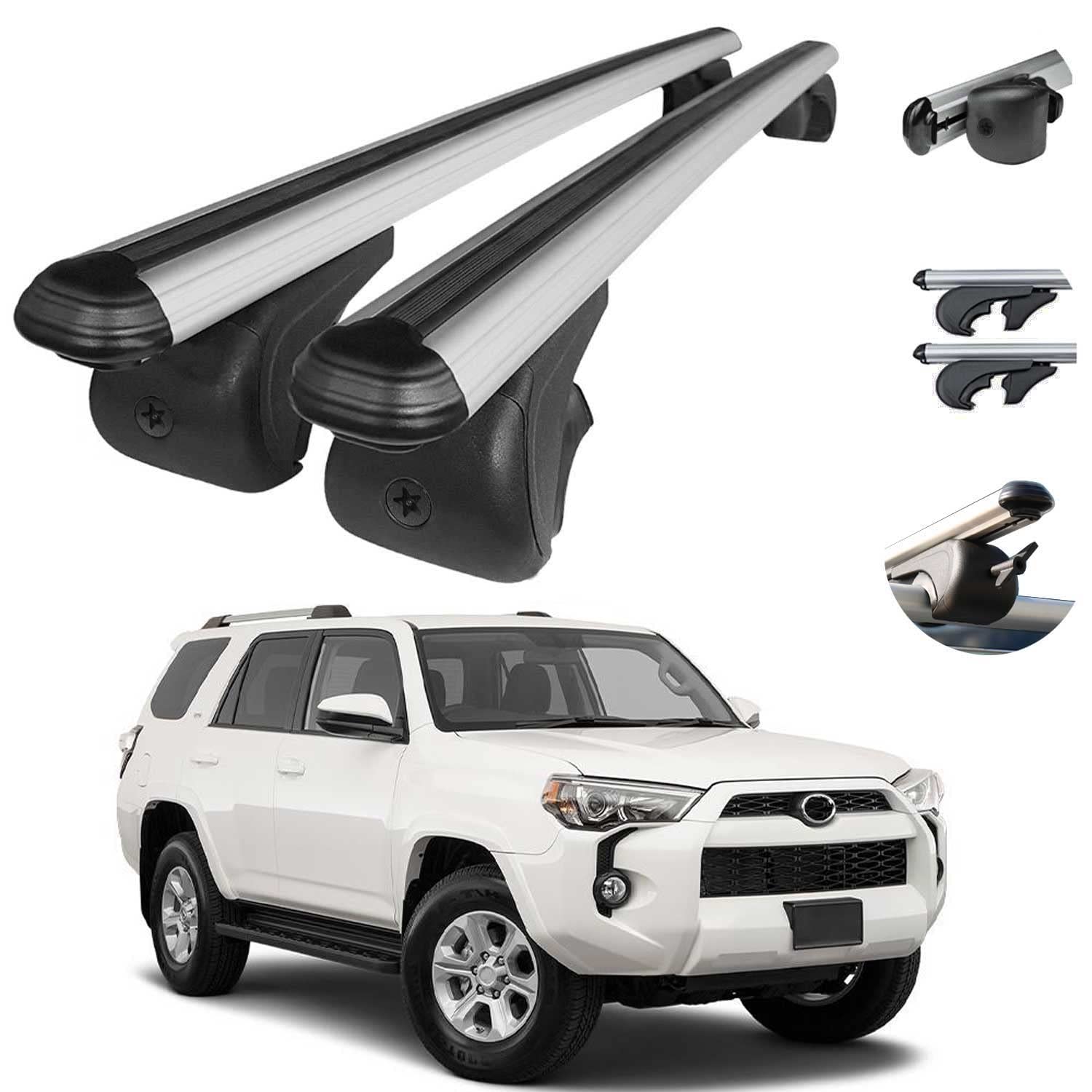 OMAC Roof Rack Cross Bar Set For Toyota 4Runner 20102022 Silver Car