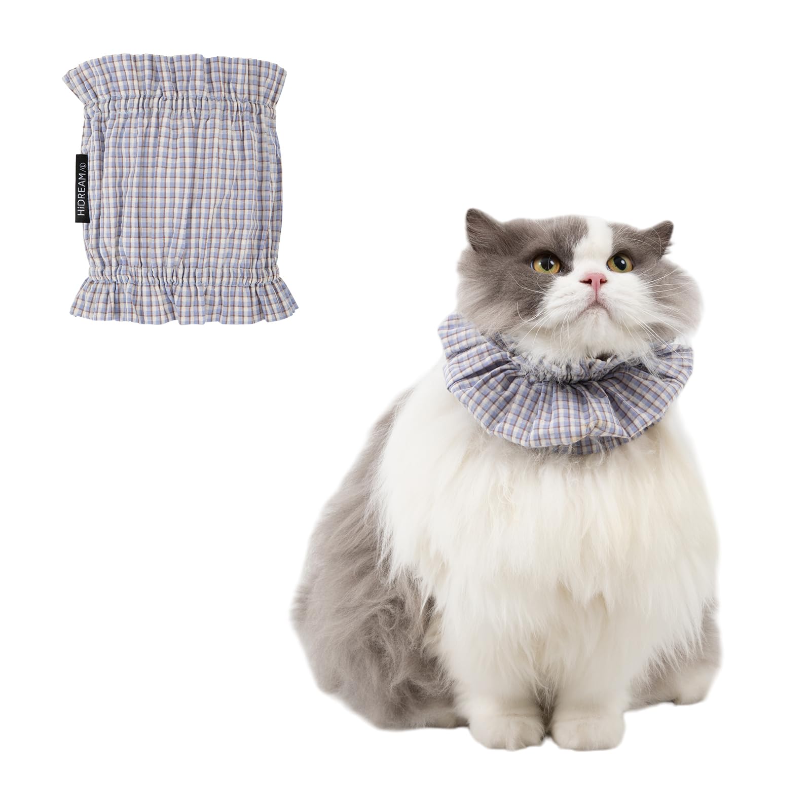 H HIDREAM Cat Grooming Collar and Feeding Bib for Long Haired Cats, Anti-Stain Neck Band, Dog Ear Cover Snood for Cocker Spaniels