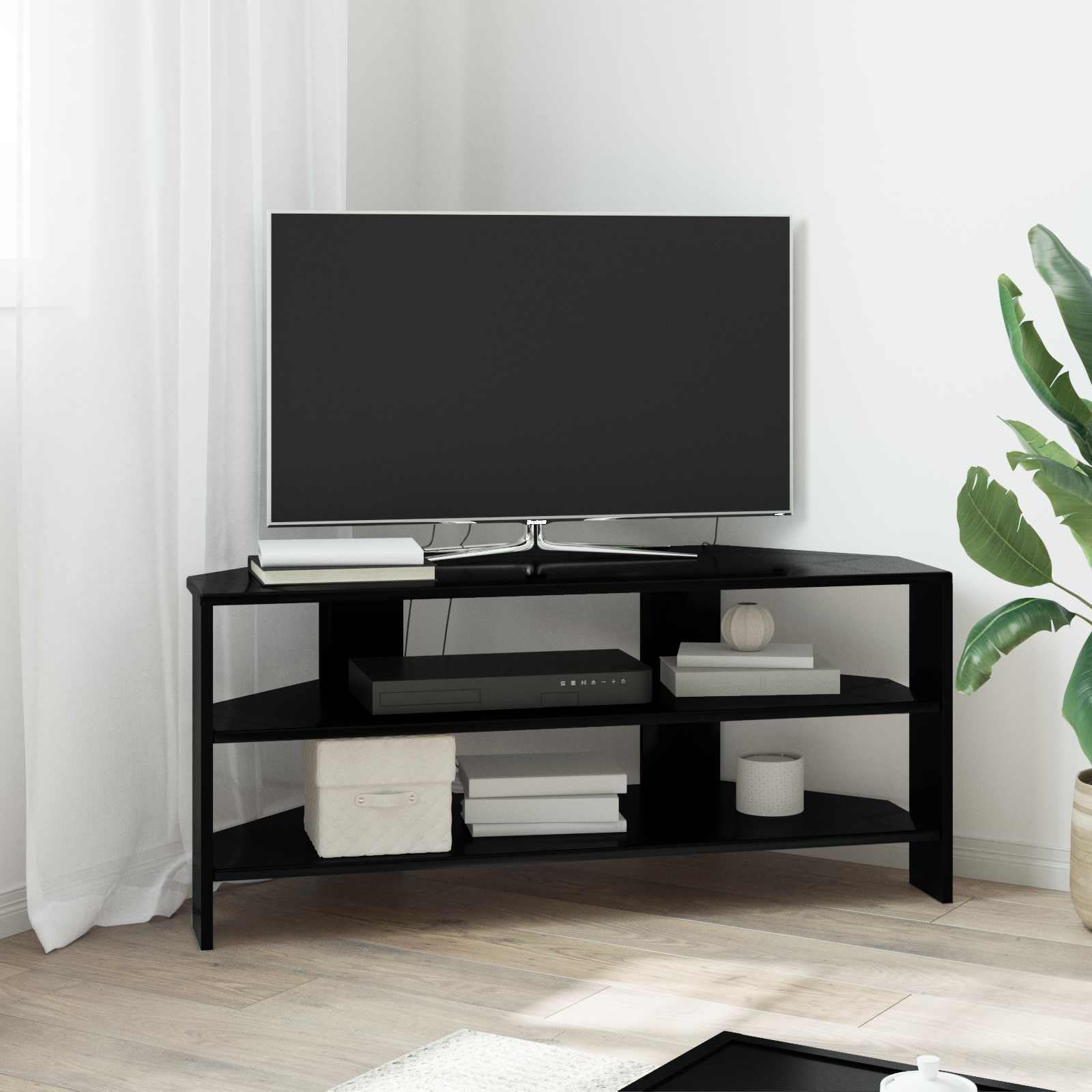 vidaXL EckTVSchrank Schwarz 102x40,5x45cm Holzwerkstoff, Stylisches Wohnzimmer, moderner rechteckiger TV-Schrank, robuster Medienkonsole für Unterhaltung