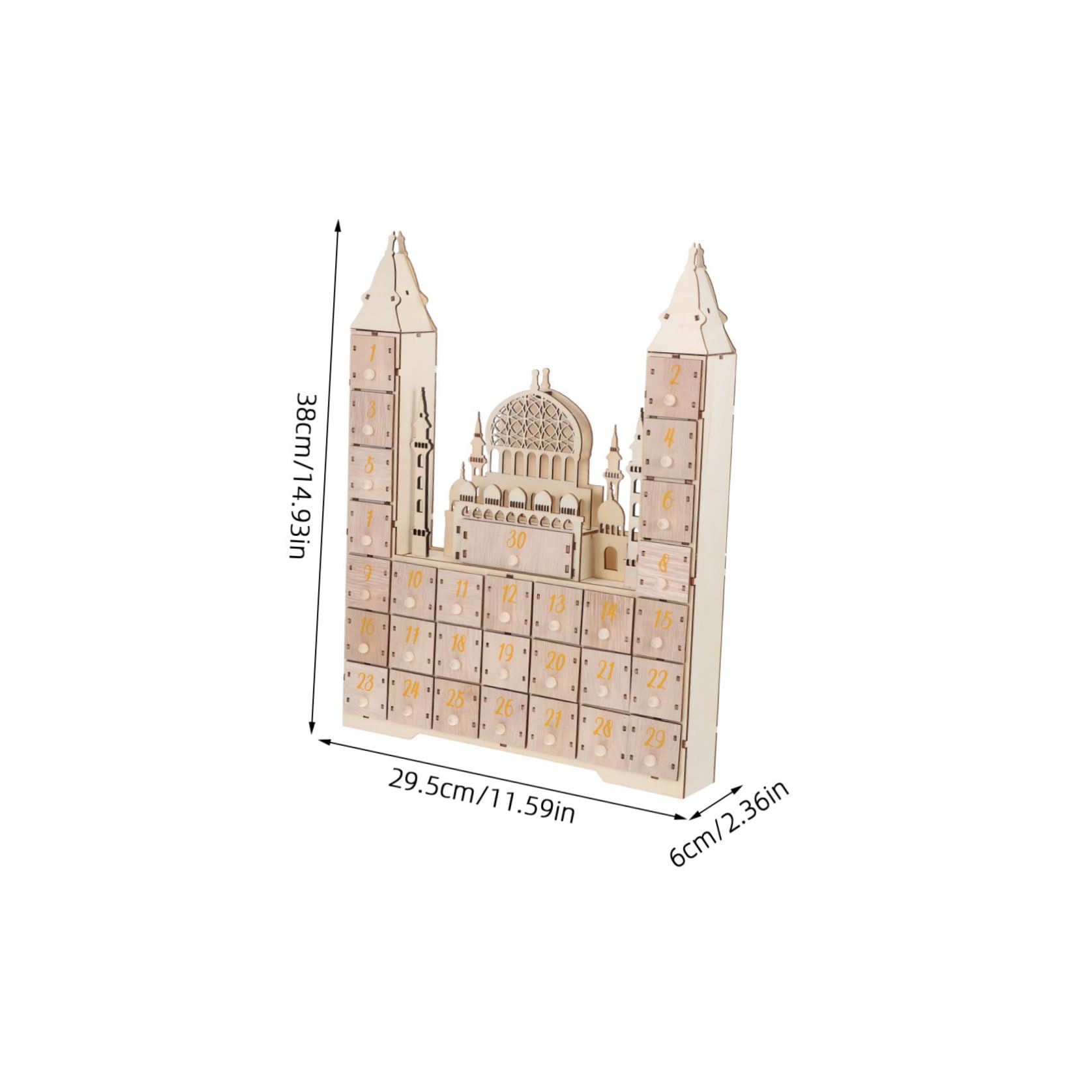 Didiseaon Calendario Design Compatto con in Legno del Ramadan con Conto alla Rovescia di 30 Decorazione per Feste e Casa, per Scrivanie e Scaffali
