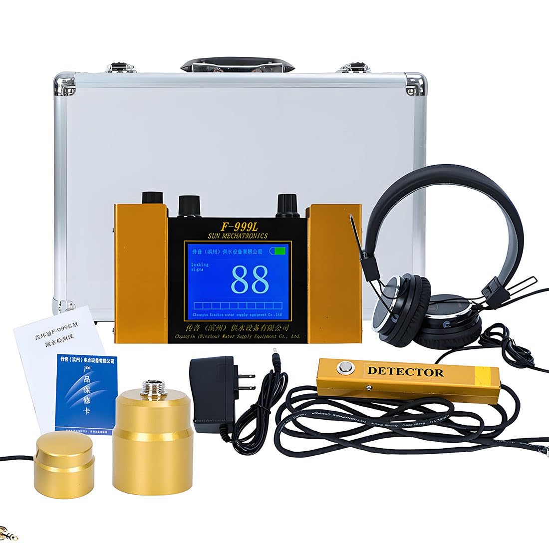 Detector Profesional De Fugas De Agua Subterráneas, Monitor De Fugas En Tuberías De Agua, Sensor Geofónico para Fugas De Agua, Detección 2 M para Tuberías Y Calefacción por Suelo Radiante