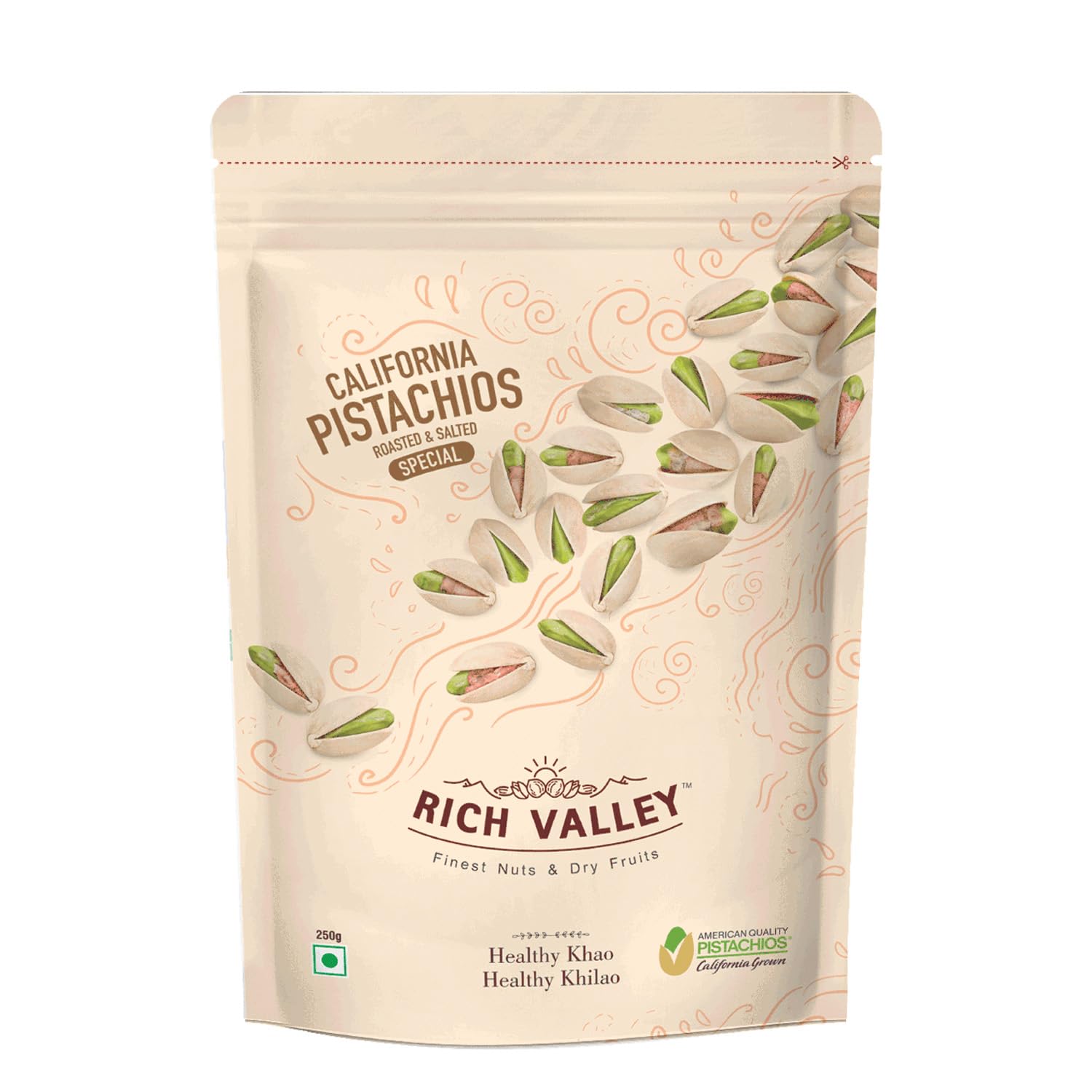 Rich Valley California Roasted and Salted Pistachios 250 grams Super Crunchy and Healthy Snacks Pista Dry Fruits Jumbo Perfect for Diwali Gifts (B0D8SR82W8) Amazon Price History, Amazon Price Tracker