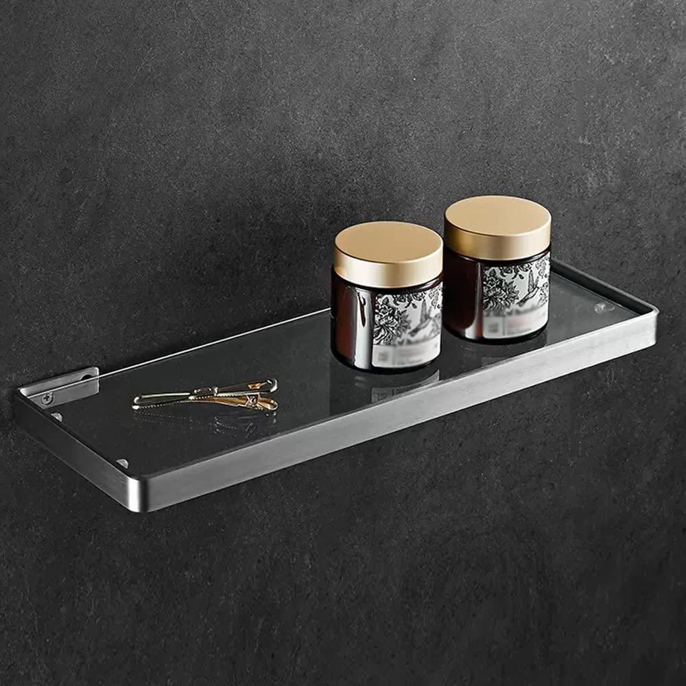 SDGBCXD bathroom shelves, Multifunctional Glass Shower Caddy & Cosmetics Storage Rack - Floating Spice Kitchen Shelves Black(Black,35Cm)