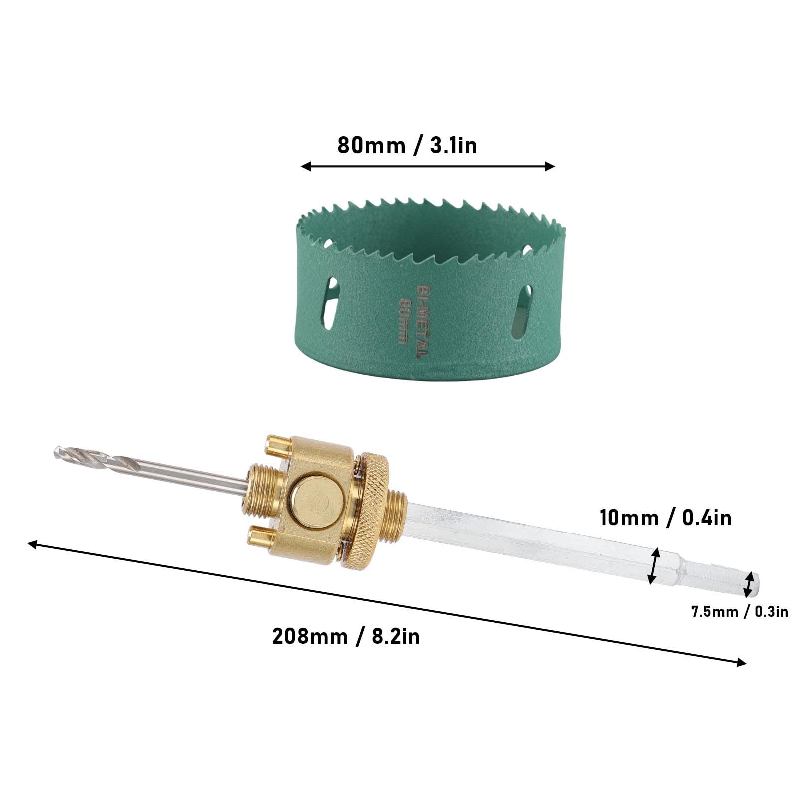 Garosa Foret de Scie Cloche à Tige Hexagonale, Coupe-trou en Acier allié avec Rallonge pour Bois, Plastique, Panneau Acrylique, élimination Rapide des Copeaux, Bords de (Scie cloche 80 mm / 3,1