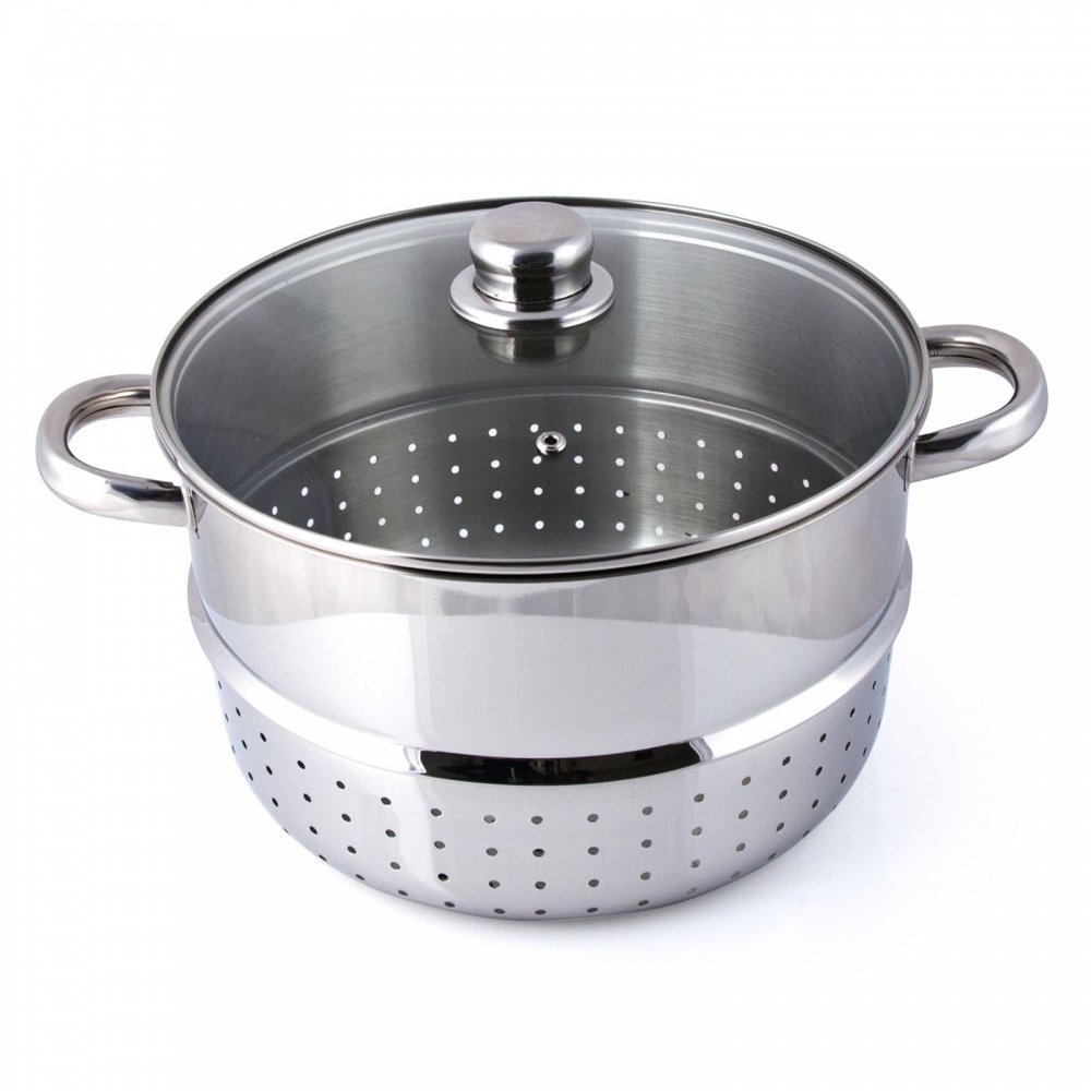 Grafner 8,5 Liter Dampfentsafter aus Edelstahl, Durchmesser Ø26cm, mit Ablasshahn und Glasdeckel, induktionsgeeignet, ideal für Saft und Gelee, Fruchttopf Entsafter Obstpresse Obst Gemüse entsaften