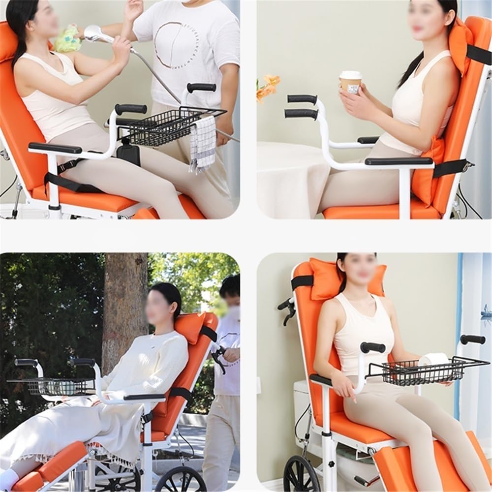 chodzik rollator Łóżko dla osób niepełnosprawnych, łóżko wielofunkcyjne, do użytku wewnątrz i na zewnątrz, z funkcją pchania i leżenia, regulowane do podnoszenia Chodziki dla seniorów(Grijs)