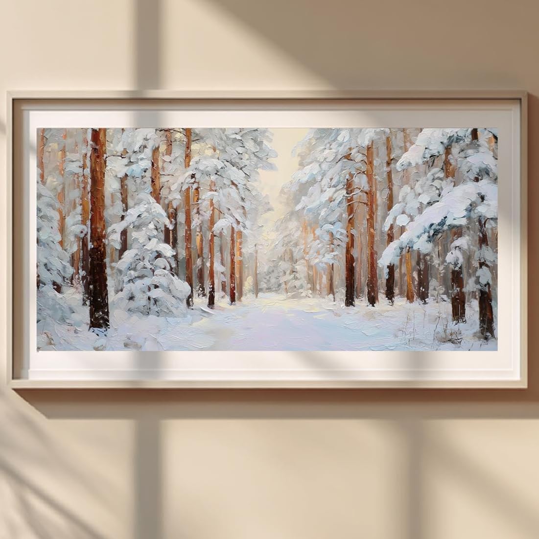 YLHKME Bilder Auf Leinwand, Winterlandschaft Natur Schnee Modern Leinwandbilder Kunstdruck Wandbilder Für Wohnzimmer Schlafzimmer Wohnkultur Deko (80X160CM,D-Ungerahmt)