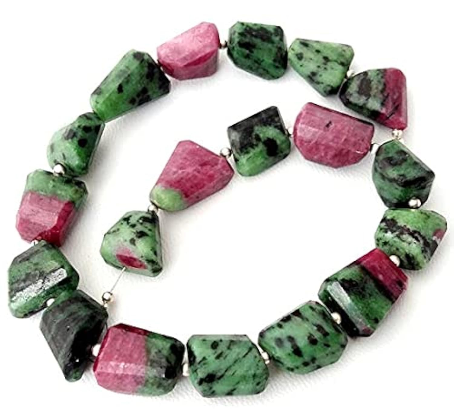 LKBEADS RUBY ZOISITE faceted nuggets beads,Very nice Nuggets ruby zoisite gemstone free form shaped, 12 mm - 18 mm, 11 inch strand[E1463]