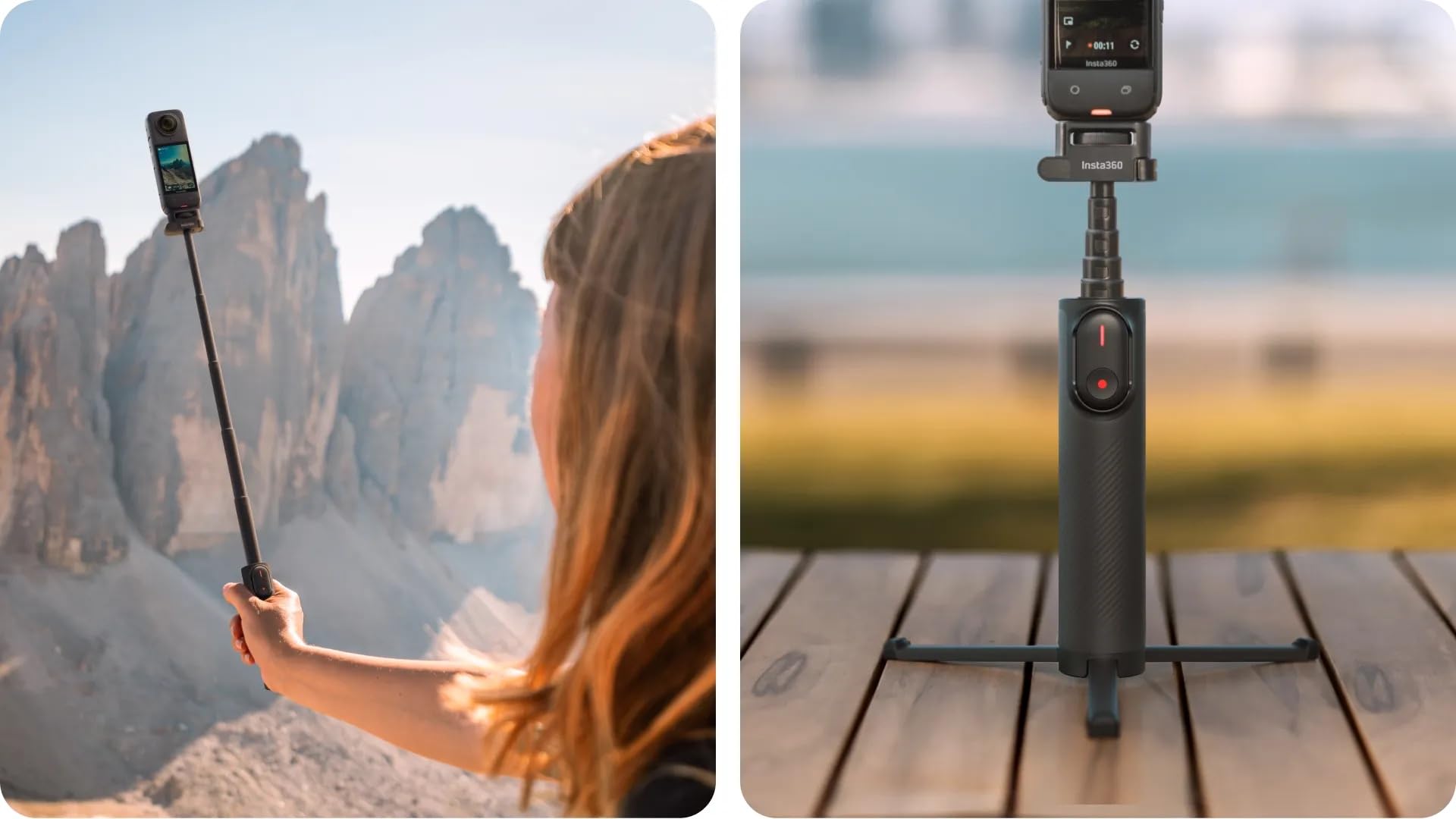 Insta360 Perche à selfie pliable 2 en 1 (support 1/4") pour insta360 X5/X4