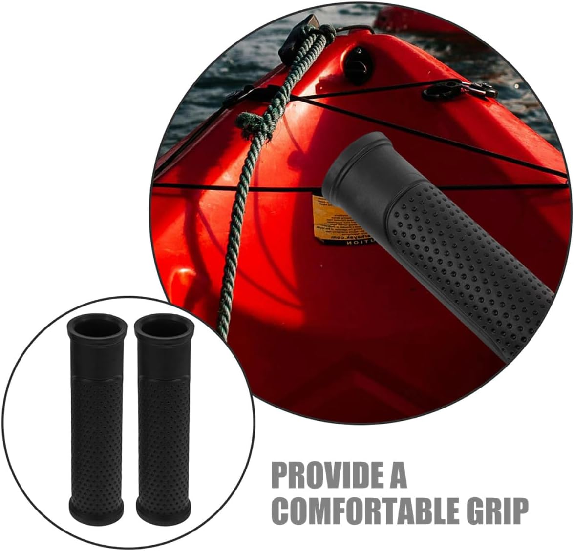 Beavorty 4 Pcs Kayak Paddle Grip Covers Non-Slip TPE Paddle Wraps 30mm Diameter Blister Prevention Accessories for Kayaking