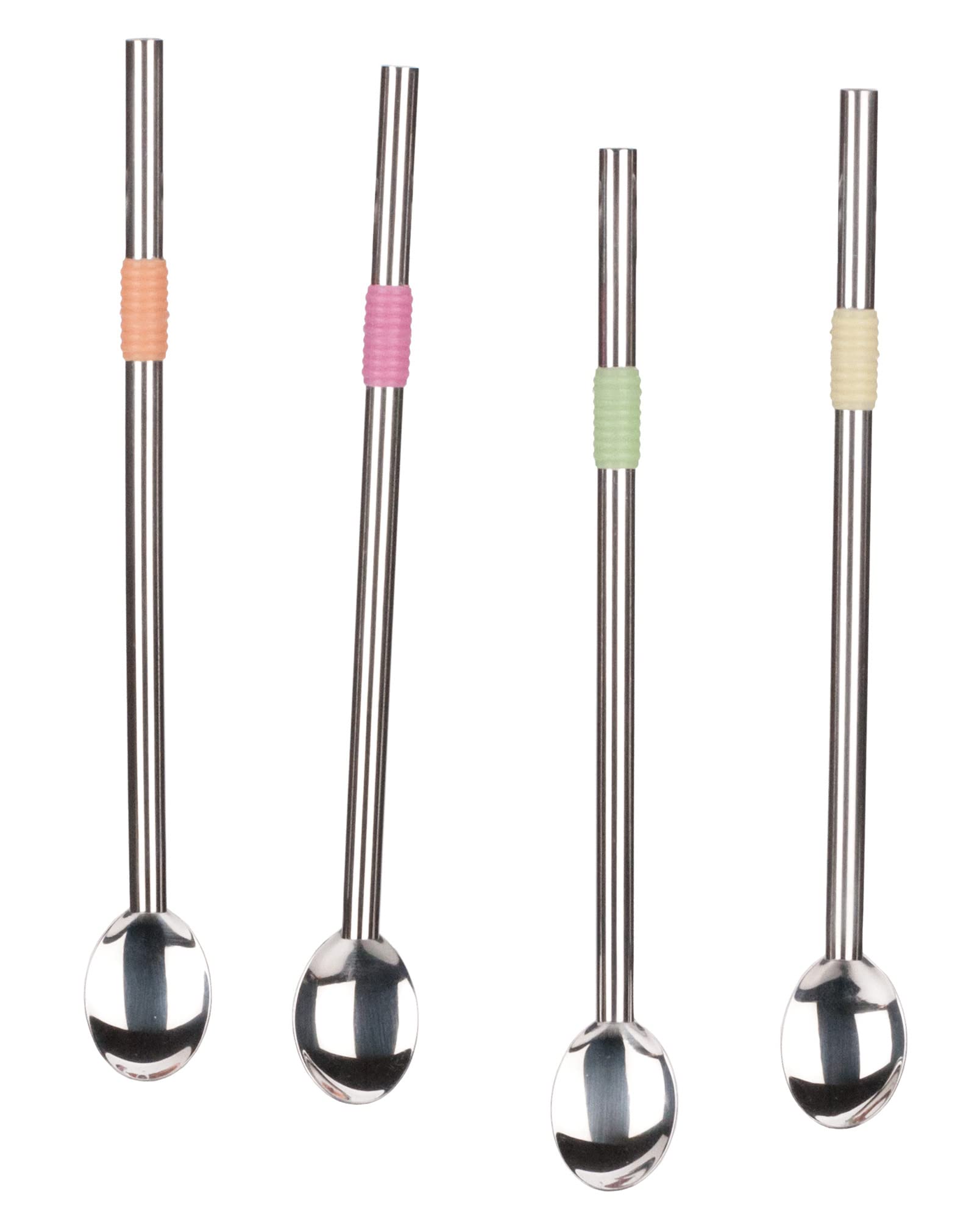 RSVP International Wiederverwendbares Strohhalm-Set, spülmaschinenfest, 21,6 cm, 4-teilig, Edelstahl gerade