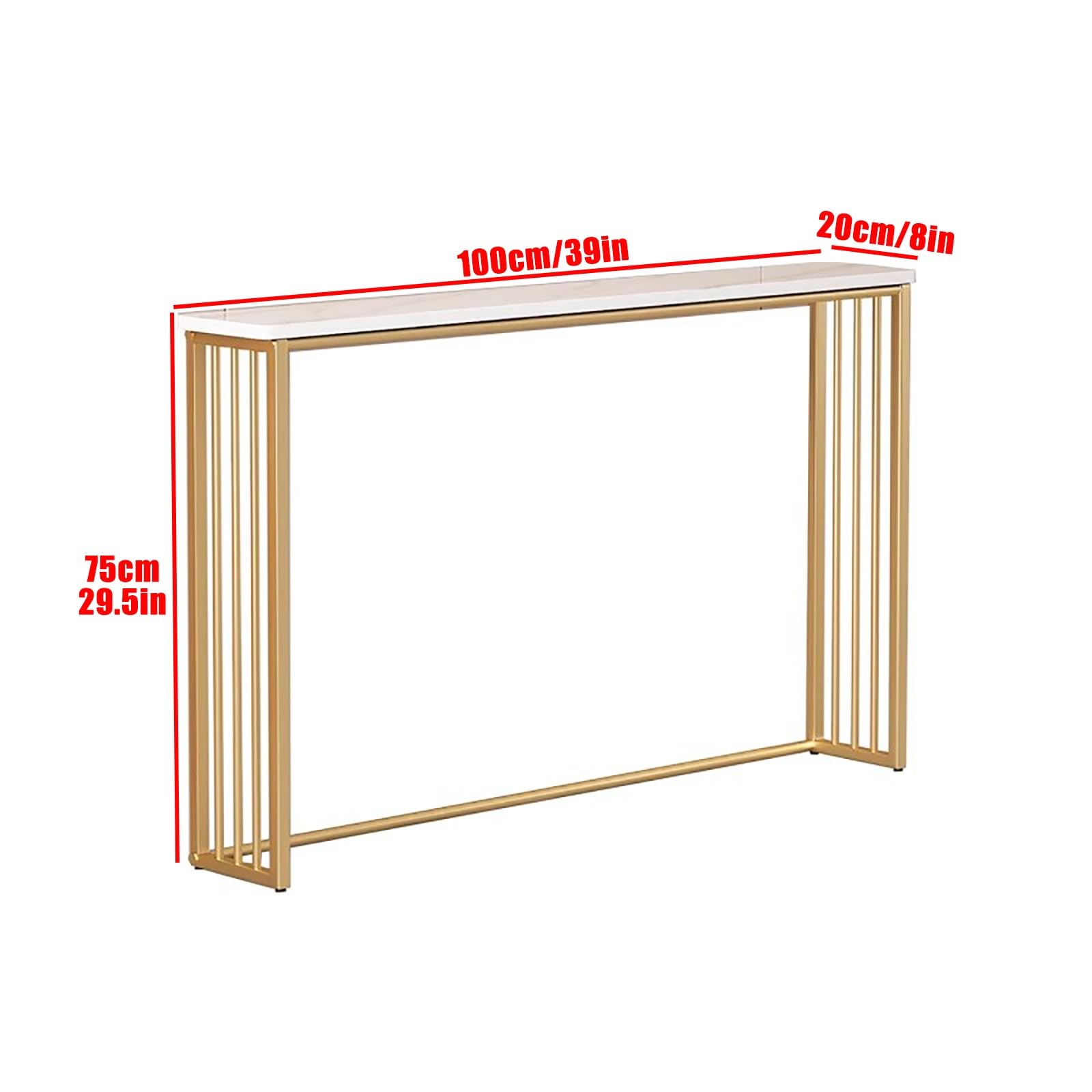 Etagere Radiateur, Table Console D'entrée, Hauteur 75 cm, Idéale comme Table D'appoint Étroite Derrière Un Canapé, pour Un Couloir ou Une Entrée(Gold,100 * 20cm/39 * 8in)