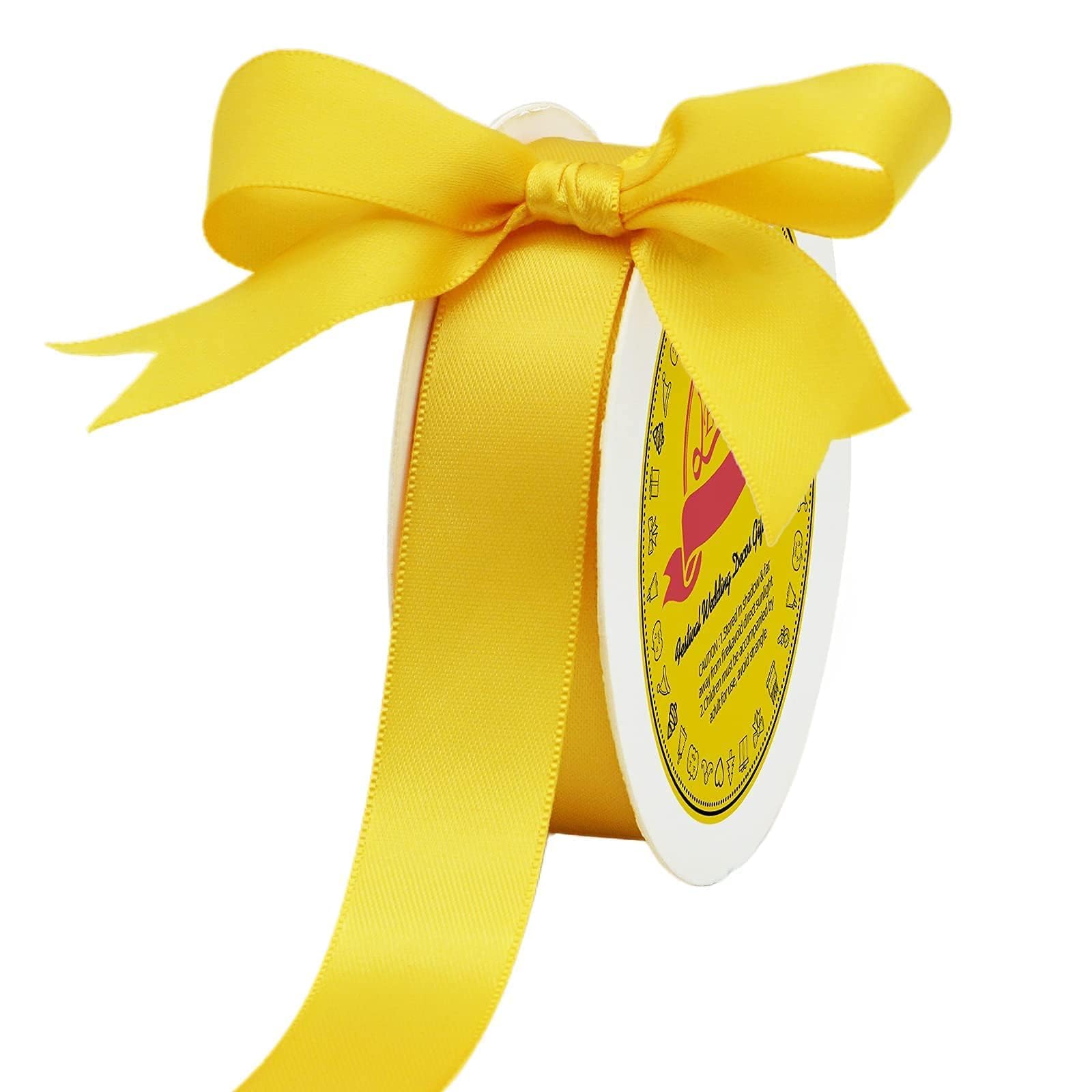 Double Face Maize Yellow Satin Ribbon 7/8 inch X 25 Yards Polyester Maize Yellow Ribbon for Gift Wrapping Very Suitable for Weddings Party Invitation Decorations and More
