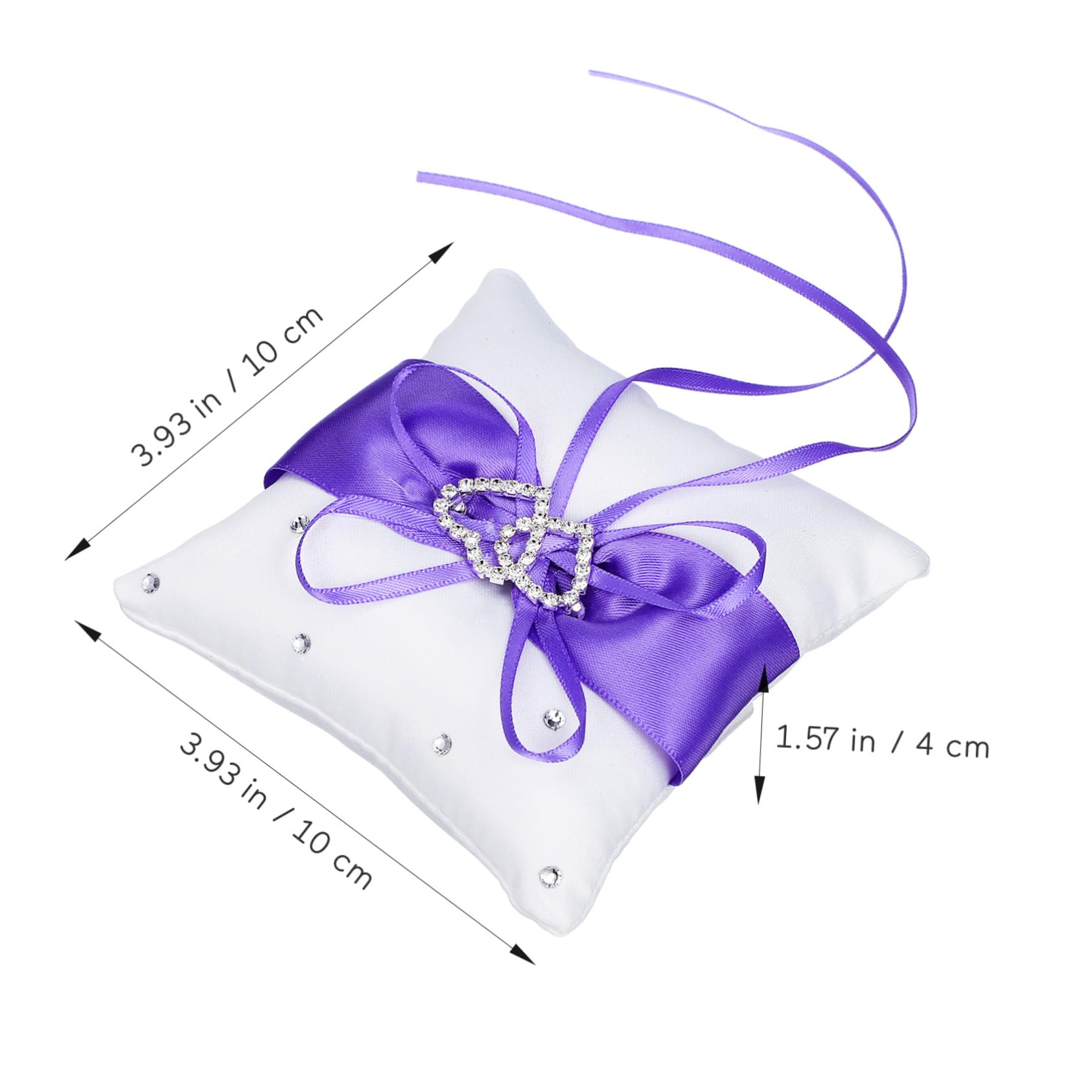 BRIGHTFUFU Ring Bearer Pillow for Wedding: Compact 10x10cm Double Heart Pillow Satin Rhinestones
