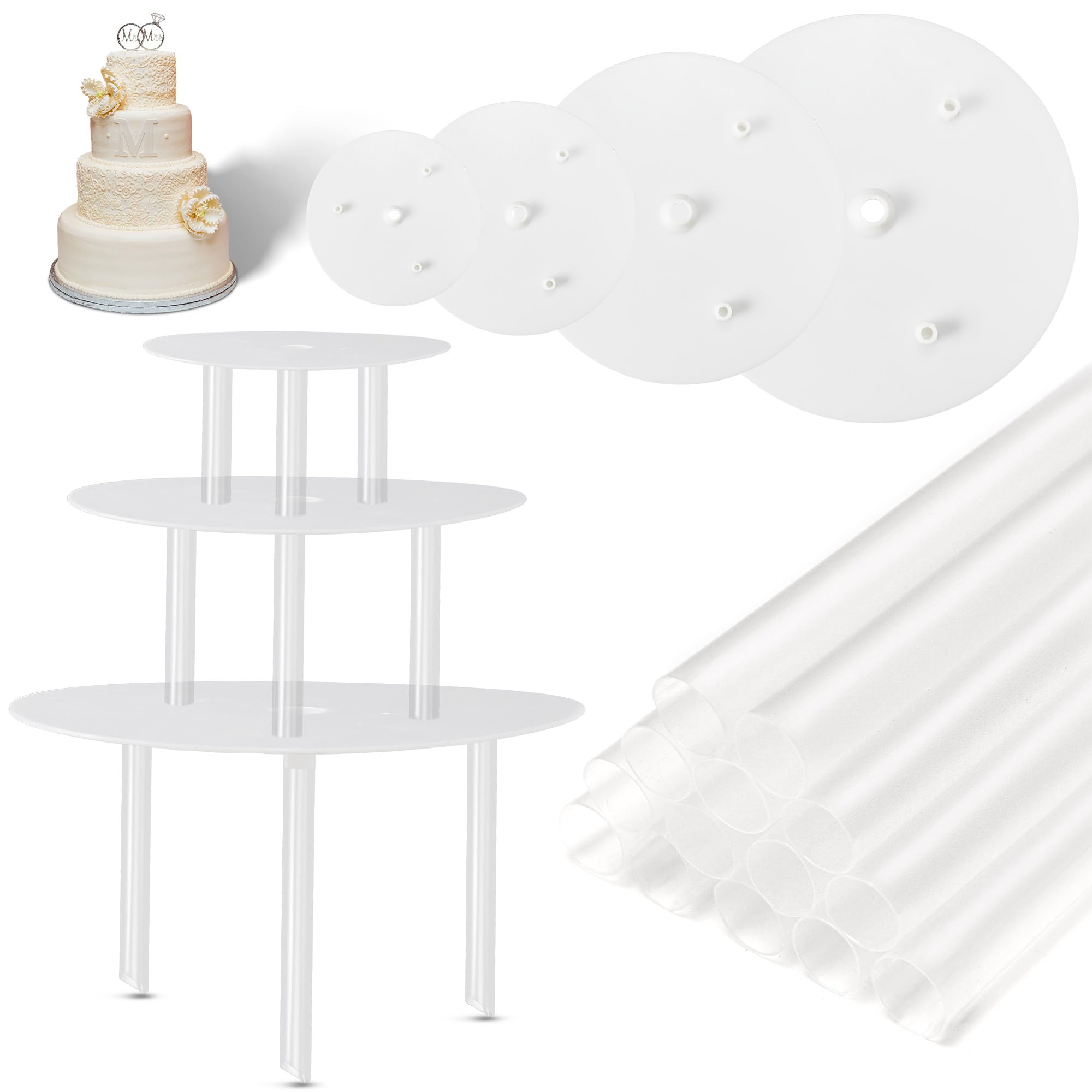 Cake Dowels for Tiered Cakes 14 Support Rods with 4 Separator Plates